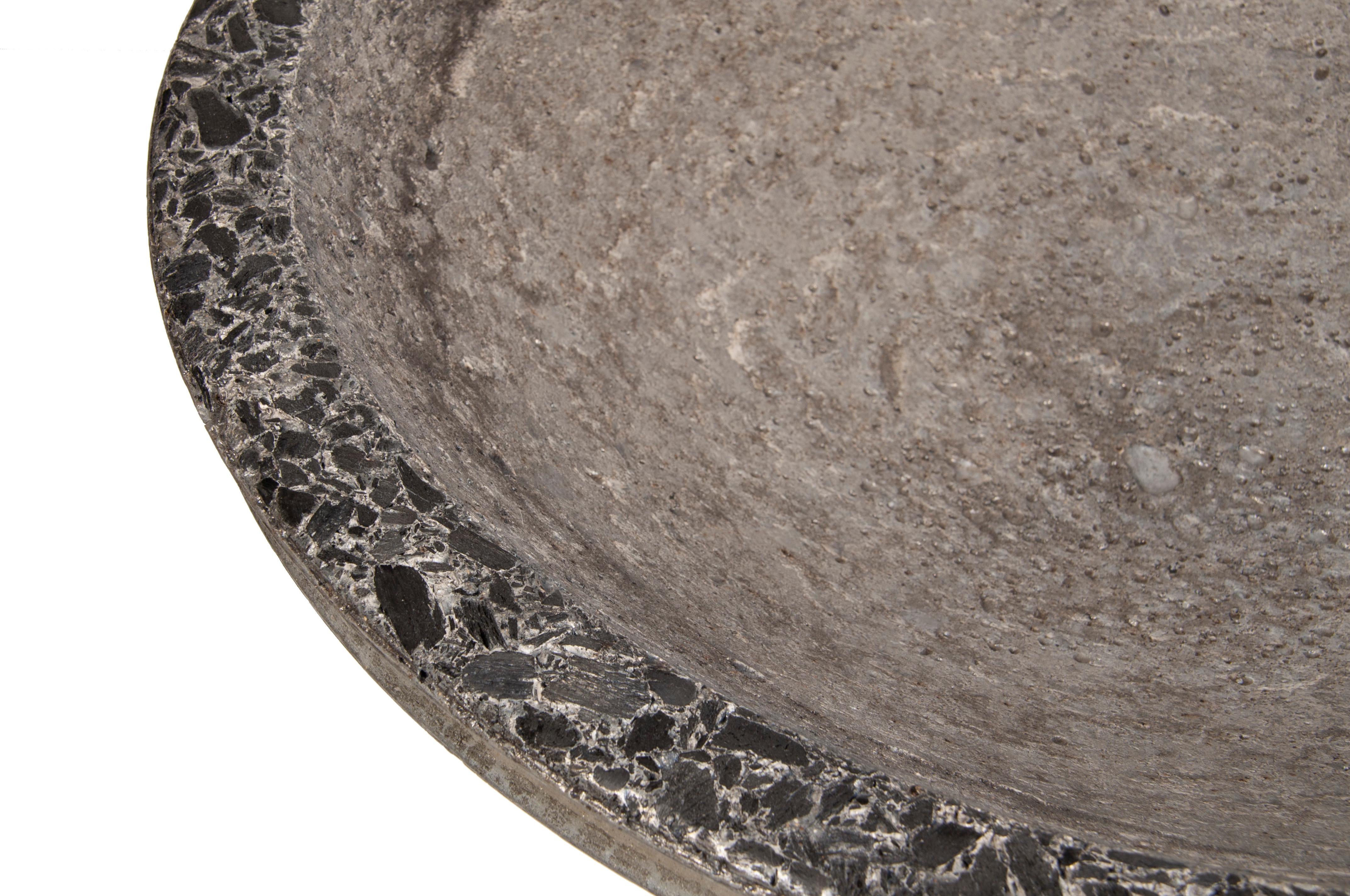 Polished Giant Concrete Bowl, Charcoal & Ash For Sale