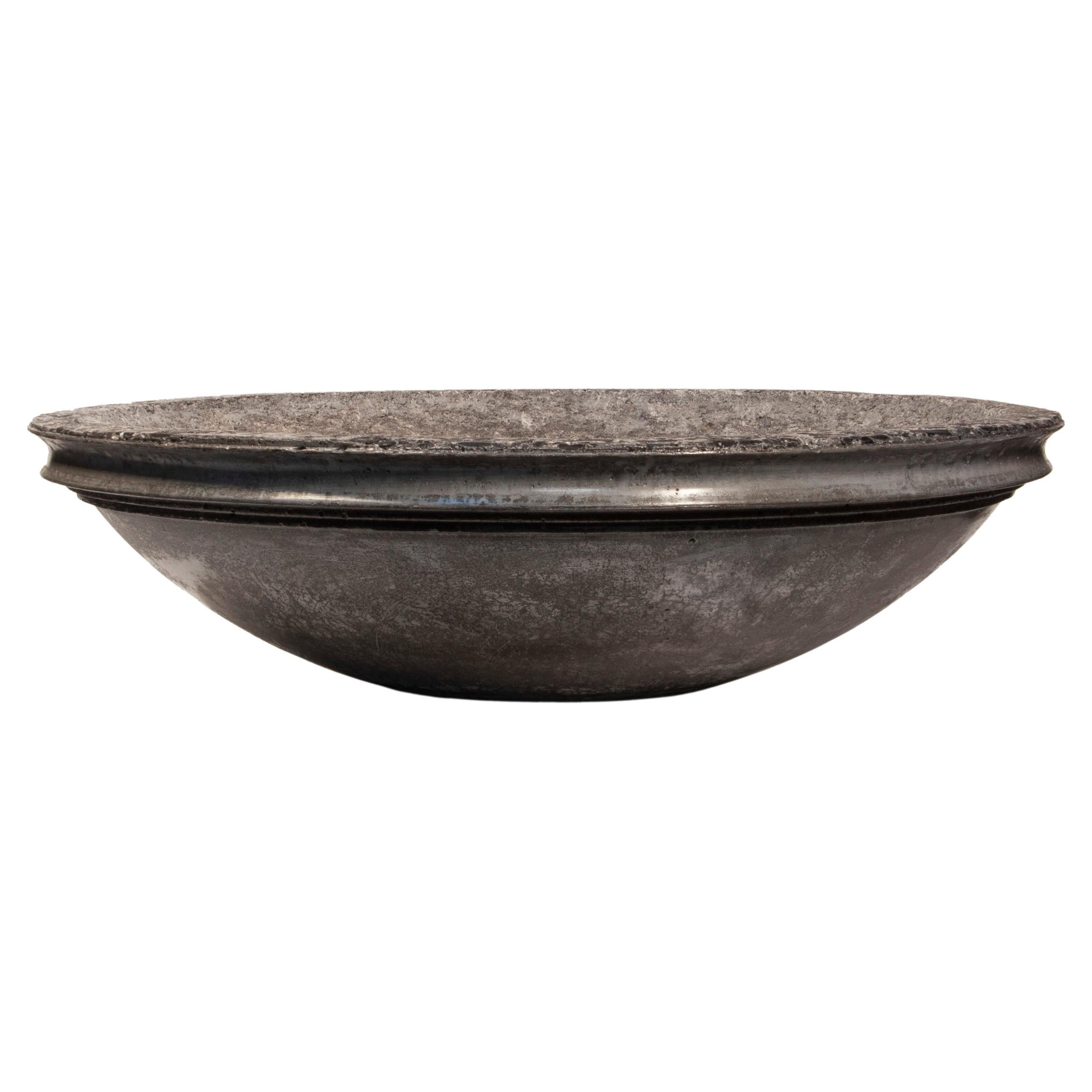 Giant Concrete Bowl, Charcoal & Ash