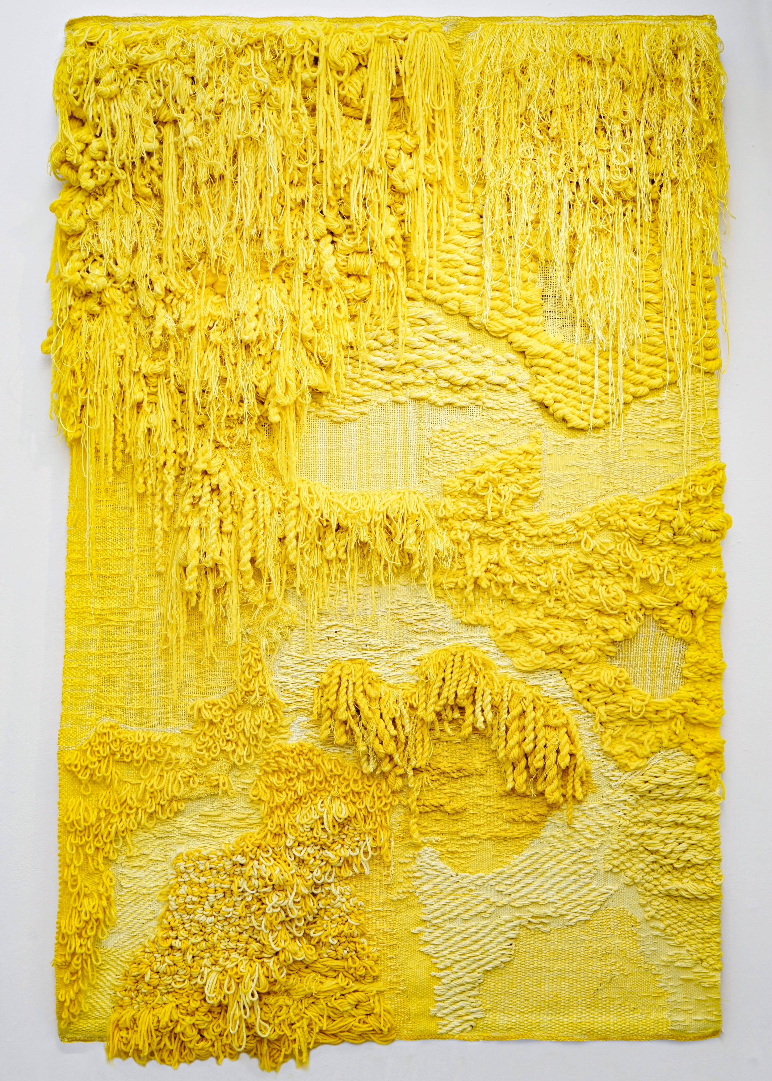 Swedish Large, Contemporary, Yellow, Hand Dyed and Hand Woven Tapestry by Katja Beckman For Sale