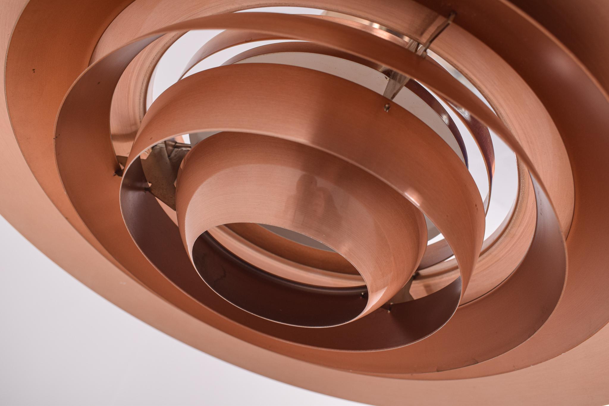 Danish Giant Copper Ceiling Light P700 by Kastholm & Fabricius for Nordisk Solar, 1964