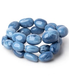 Giant Denim Blue Opal 18K White Gold Nugget Necklace