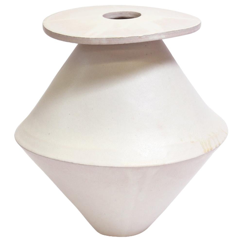 Giant Diamond Contemporary Ceramic Vase in Cream