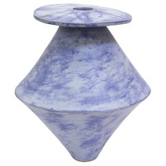 Giant Diamond Contemporary Ceramic Vase in Matte Blue