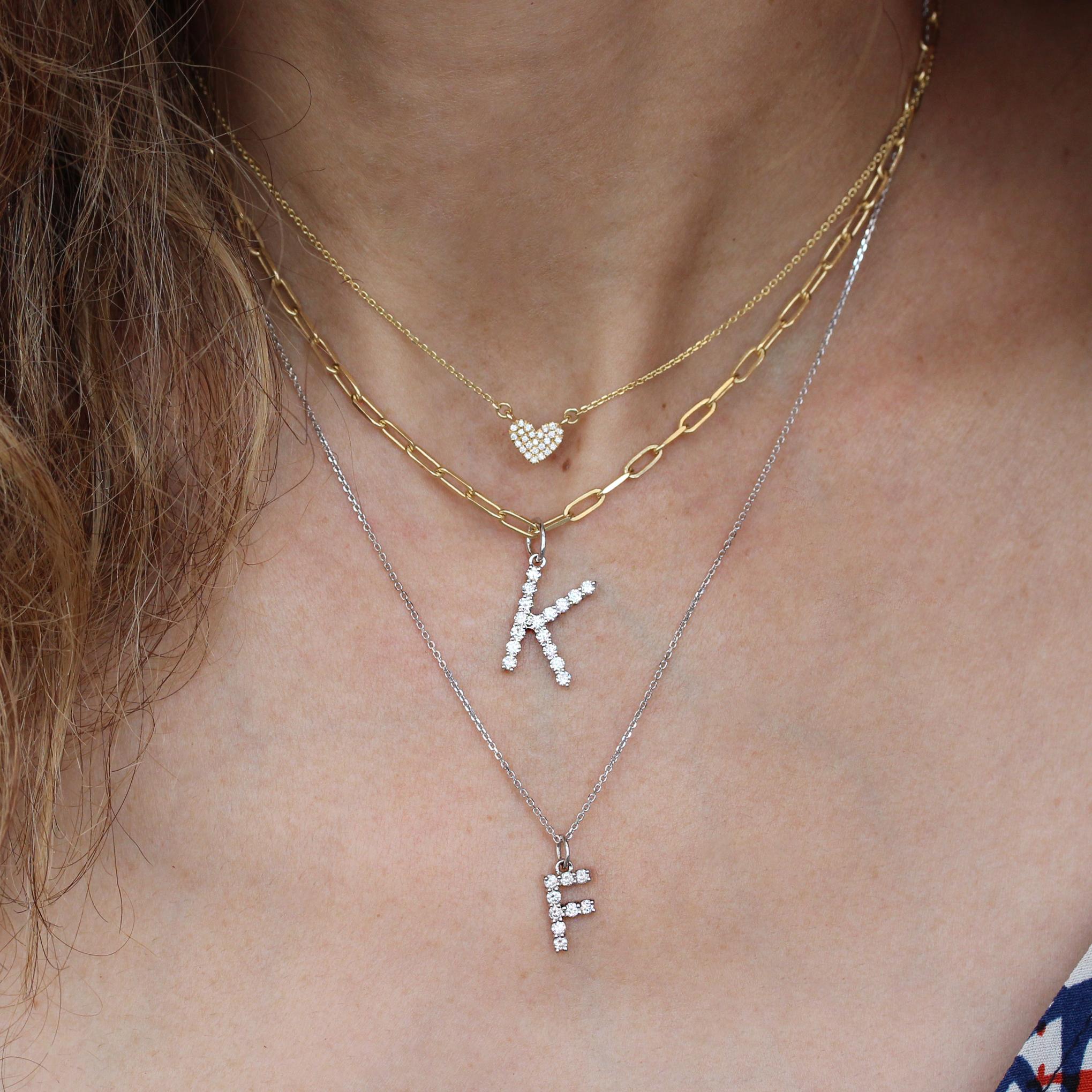 Giant Diamond Initial Charm - the perfect friendship gift, valentines gift, personalized gift, or new mom gift. Wear your own initial or the initial of your loved ones. We love this style alone or layered with other necklaces.
The list is for the