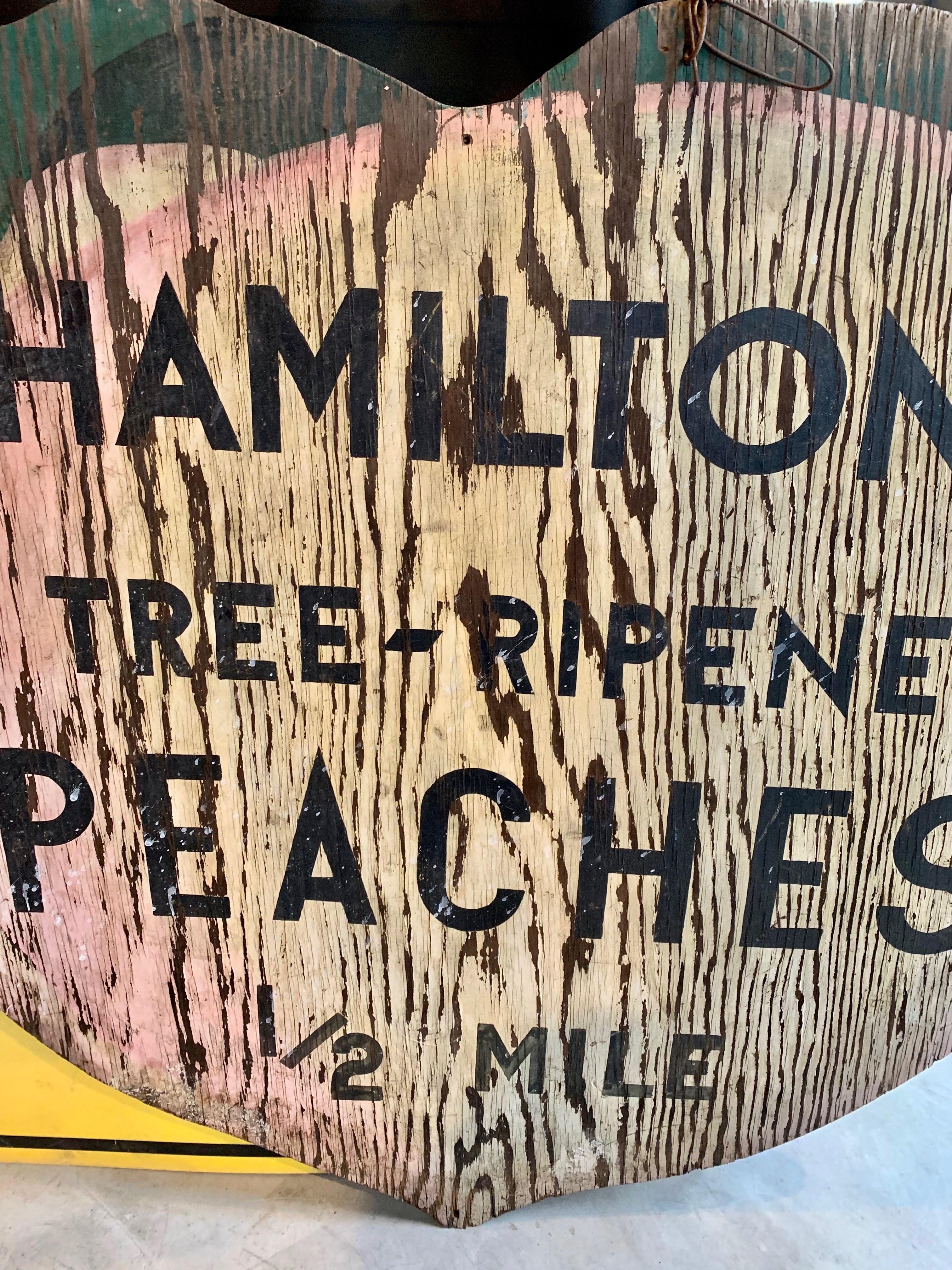 Giant Double Sided Wood Peach Trade Sign from California Farm For Sale 1