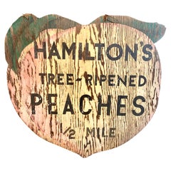 Giant Double Sided Wood Peach Trade Sign from California Farm