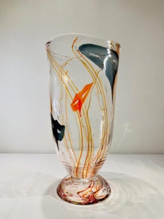 Giant Elio Rafaeli 1970 Murano glass multicolor with masks signed on the base.