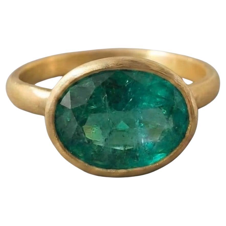 Riesiger Smaragd 18K Gelbgold Cocktail Ring