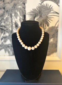 Giant Estate Pink Angel Skin Coral Necklace in 14K Yellow Gold