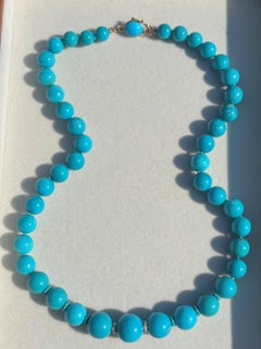 Giant Estate Sleeping Beauty Turquoise 18K Yellow Gold Diamond Necklace