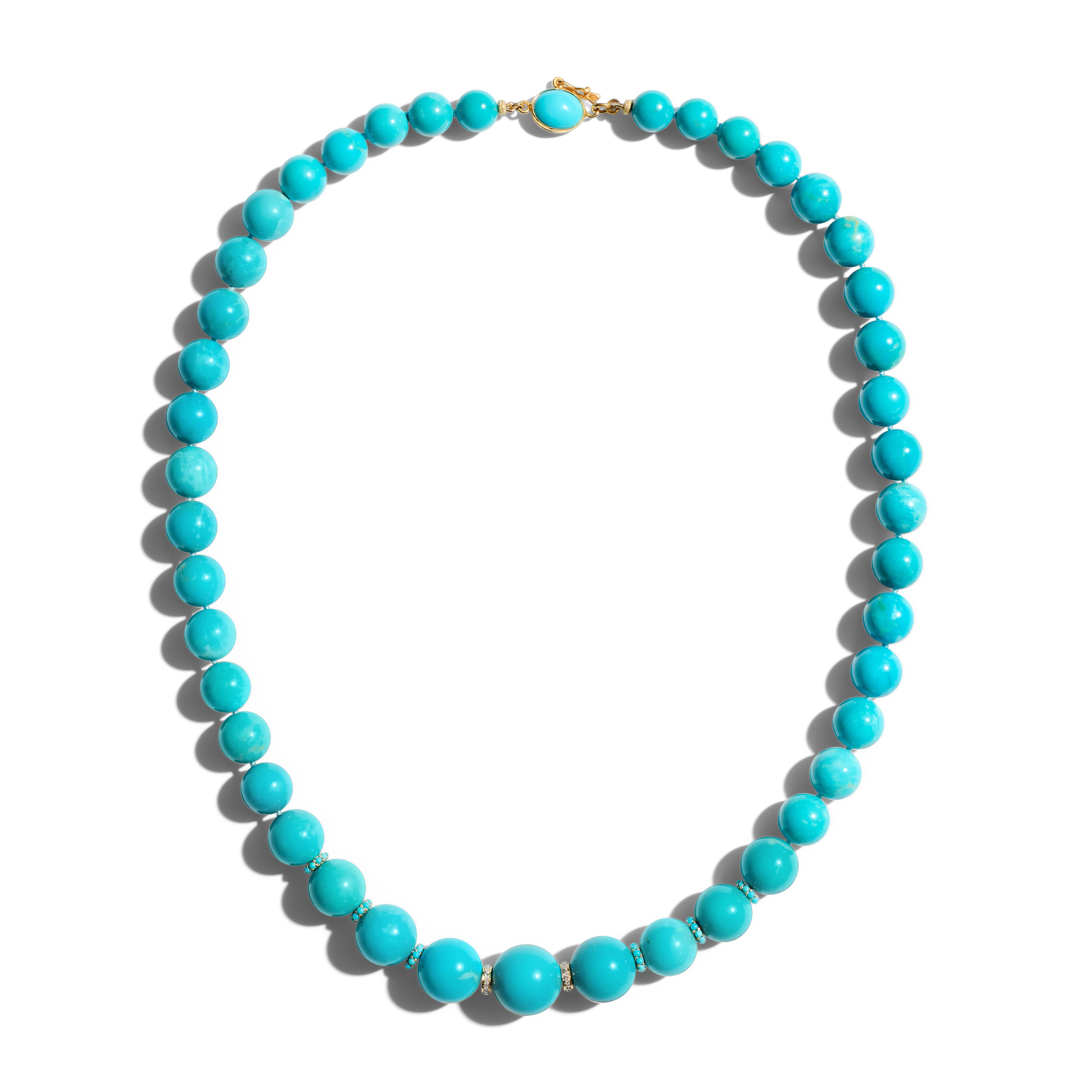 Collana Gigante Estate Bella Addormentata con turchese e diamanti in oro giallo 18 carati