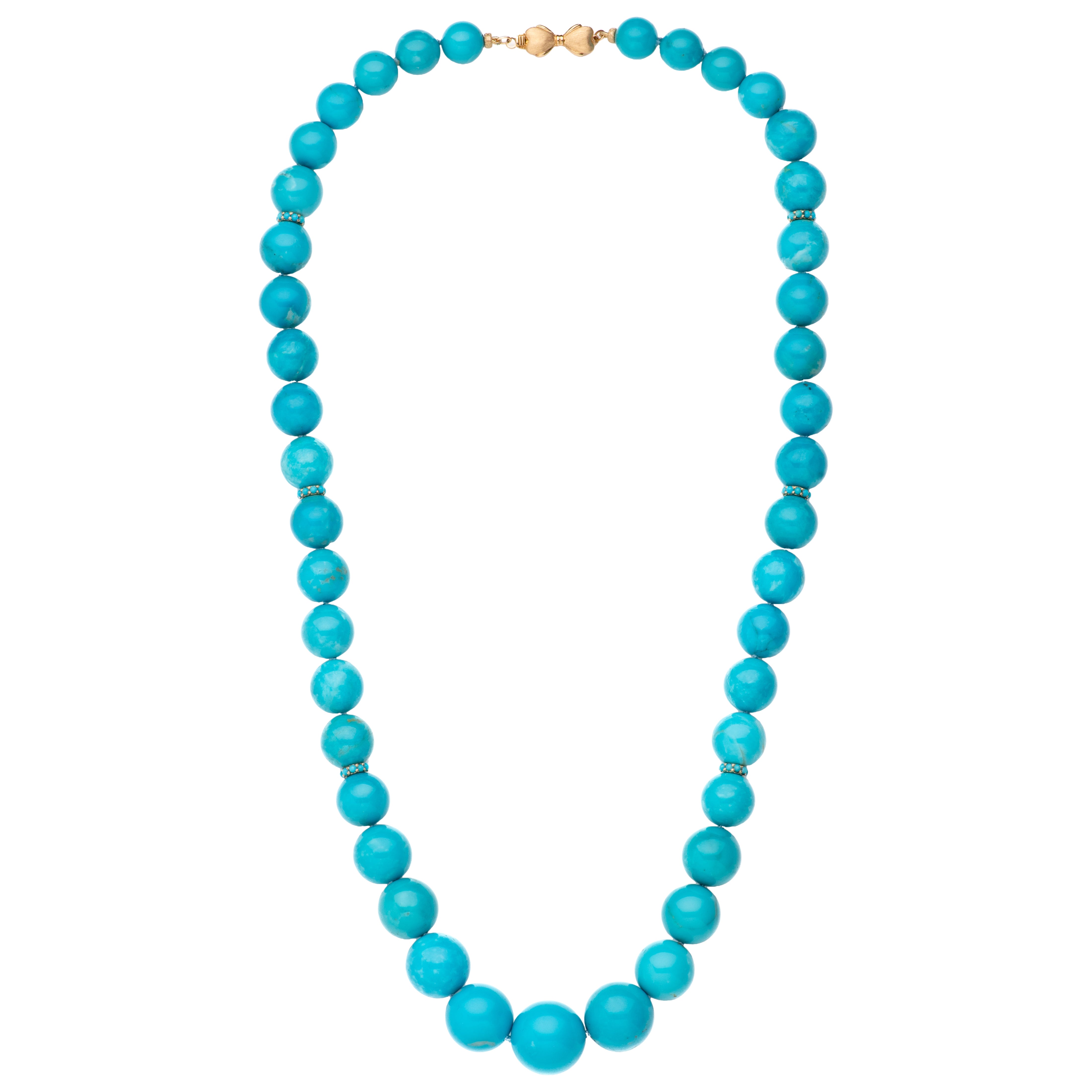 Collana Giant Estate Sleeping Beauty in turchese e oro giallo in vendita
