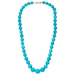 Giant Estate Sleeping Beauty Turquoise 18K Yellow Gold Necklace