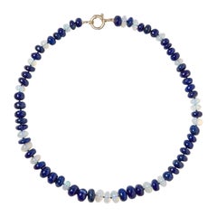 Giant Ethiopian Opal and Lapis Beaded 14K Statement Necklace