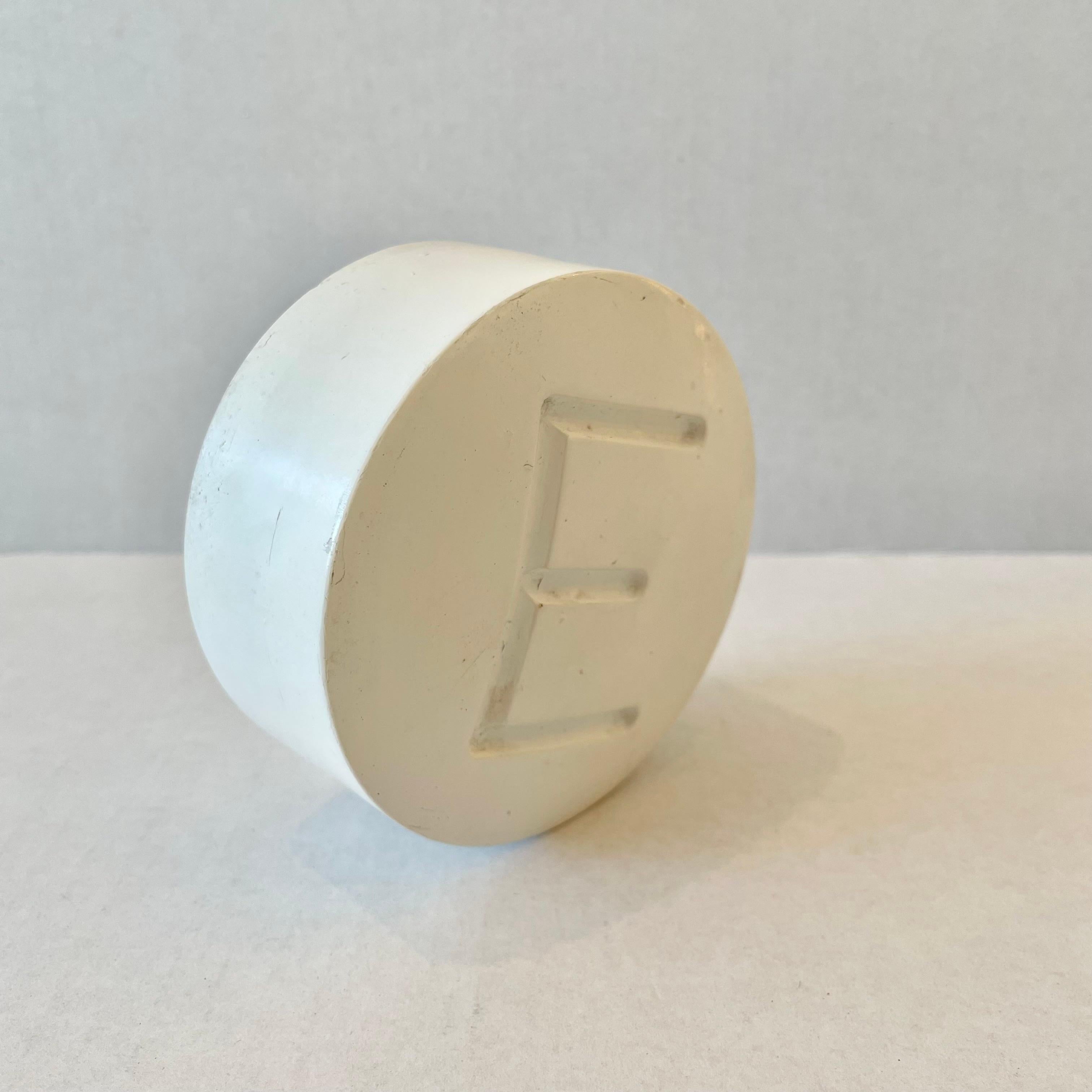 Monumental vintage Excedrin pill in cream plaster/ceramic. 3.75