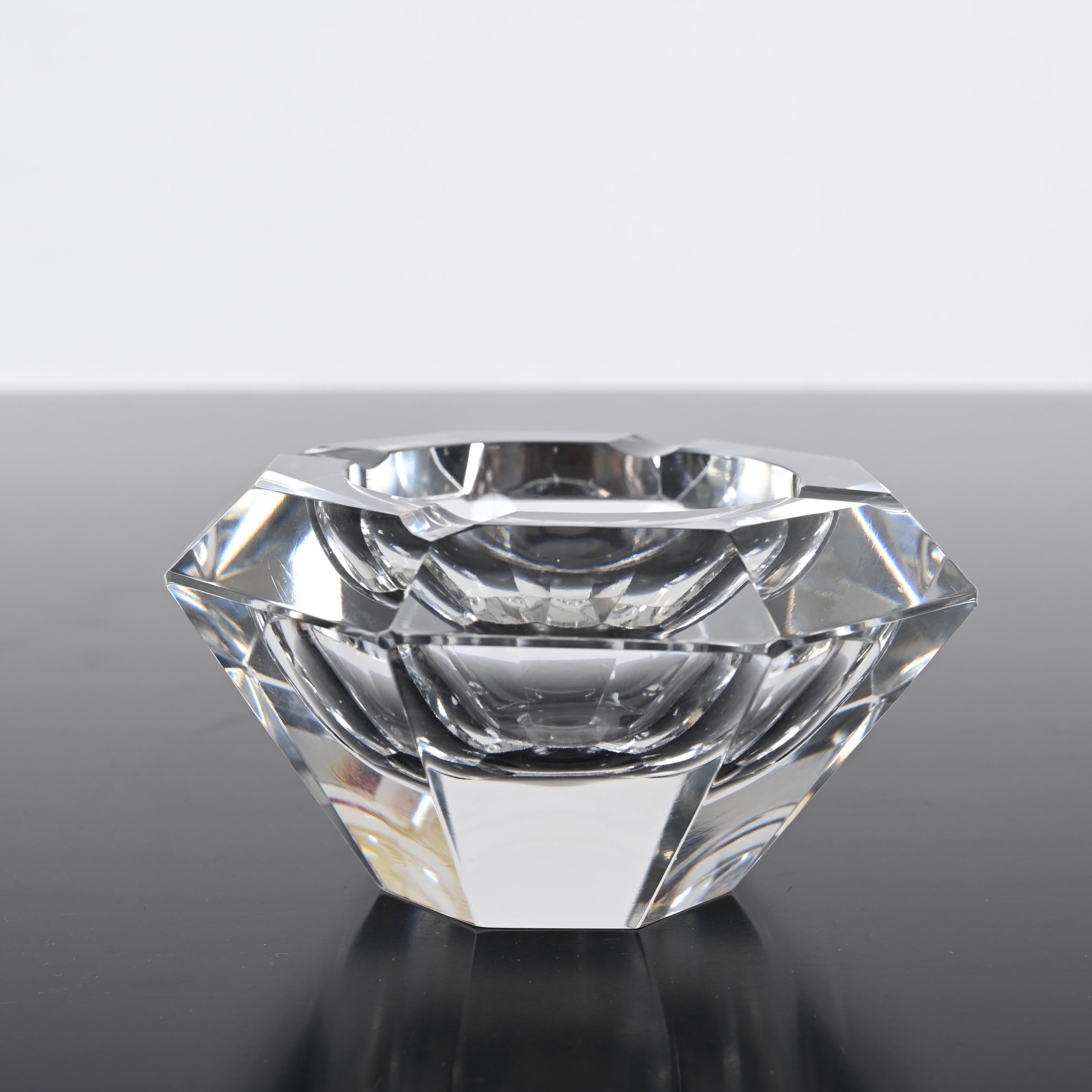 Giant Flavio Poli Bowl in Faceted Murano Glass in the Shape of a Diamond, Italy For Sale 4
