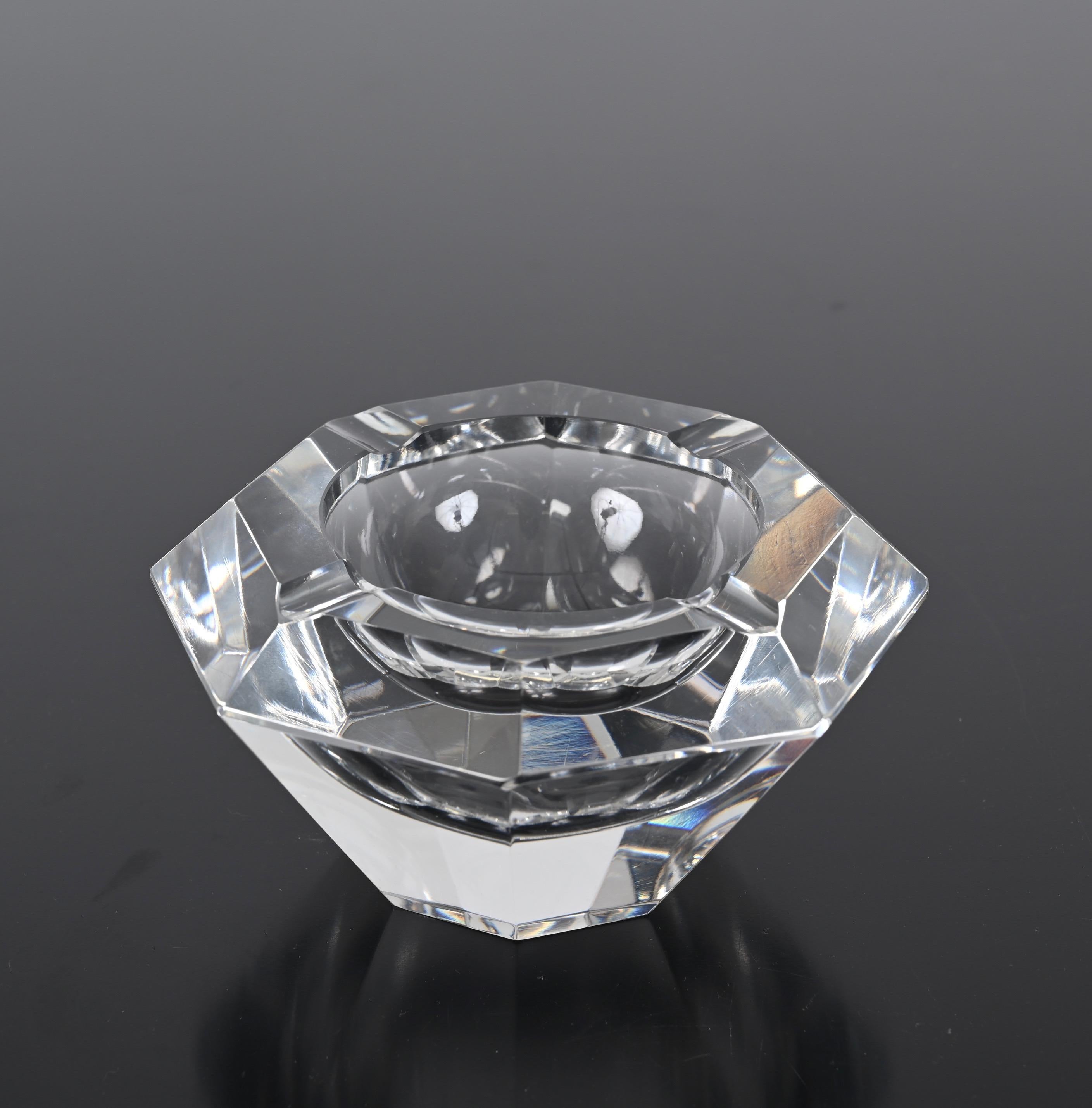 Giant Flavio Poli Bowl in Faceted Murano Glass in the Shape of a Diamond, Italy For Sale 5