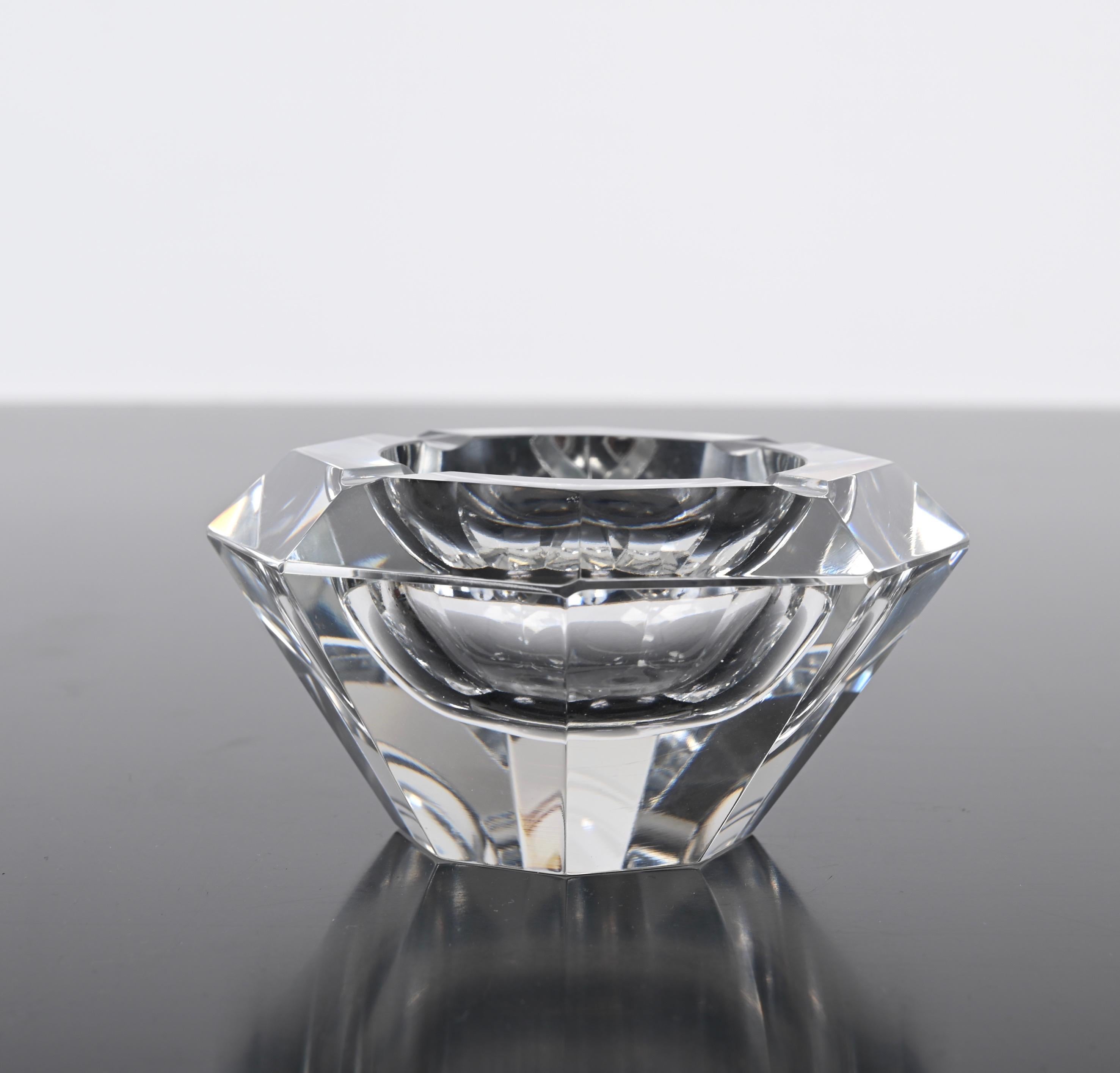 Große Flavio Poli-Schale aus facettiertem Muranoglas in Form eines Diamanten, Italien (Italienisch) im Angebot