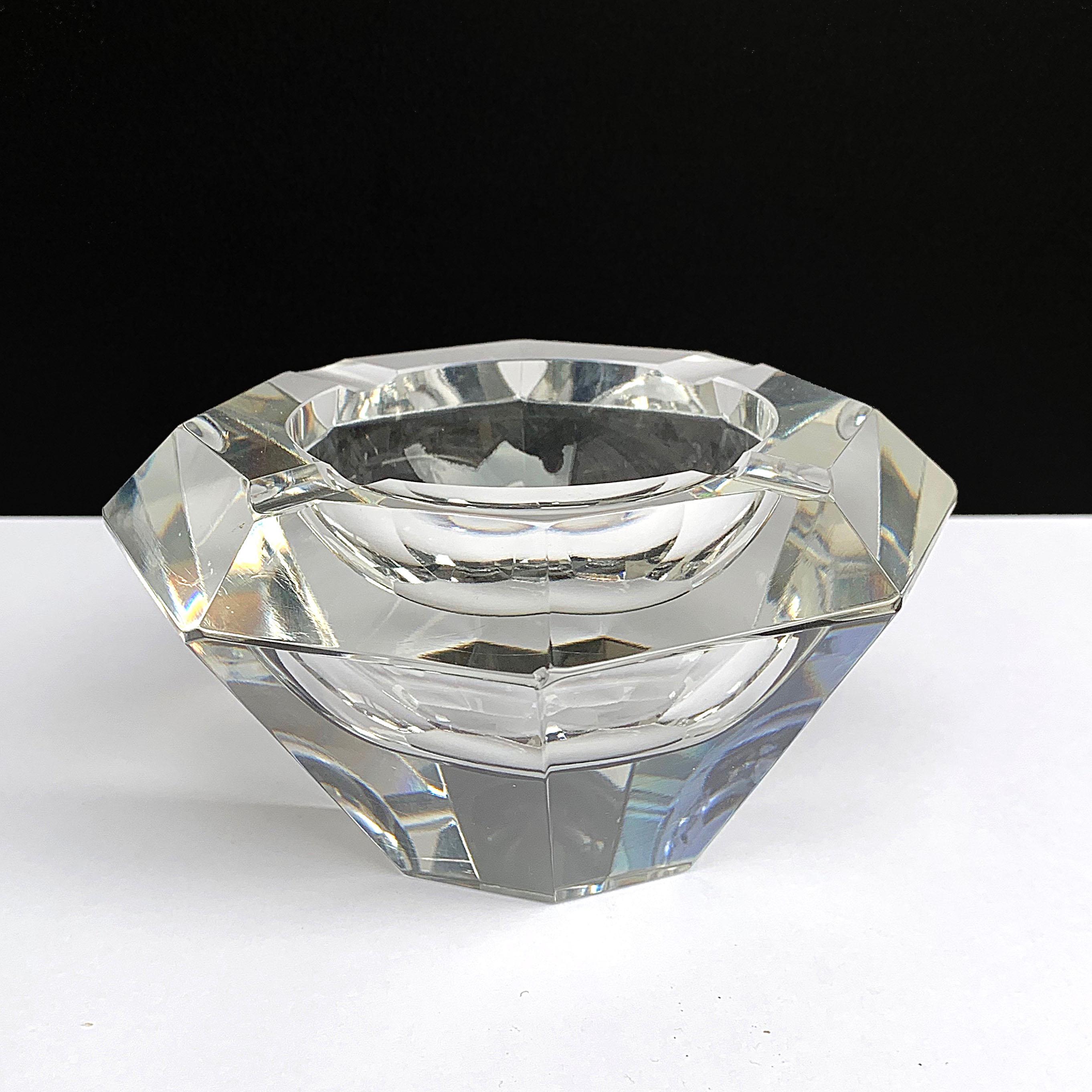 Große Flavio Poli-Schale aus facettiertem Muranoglas in Form eines Diamanten, Italien im Angebot 3