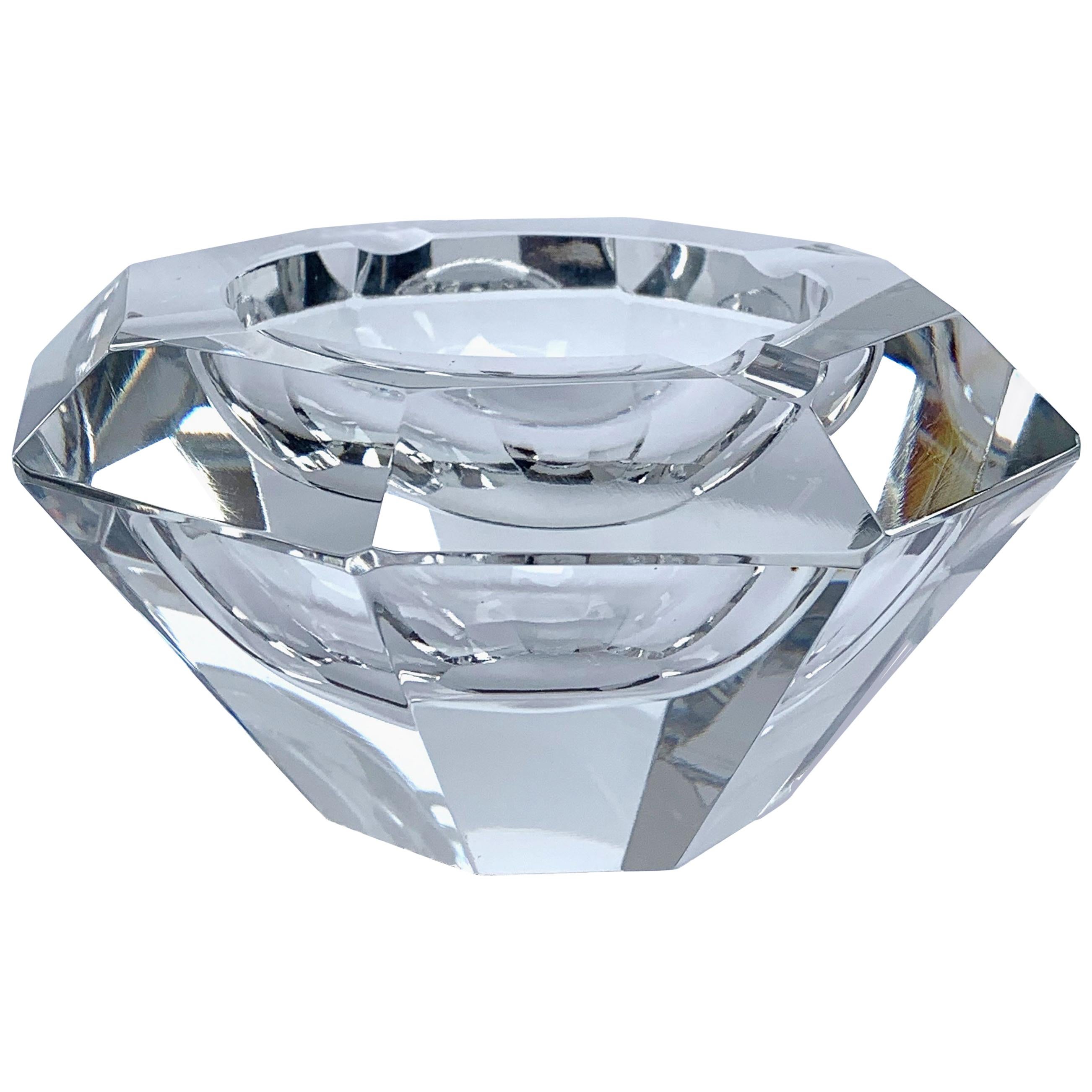 Große Flavio Poli-Schale aus facettiertem Muranoglas in Form eines Diamanten, Italien im Angebot
