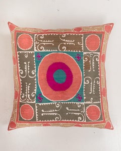 Giant Floor Cushion Made from a Vintage Uzbek Suzani