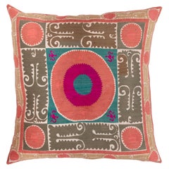 Giant Floor Cushion Made from a Vintage Uzbek Suzani
