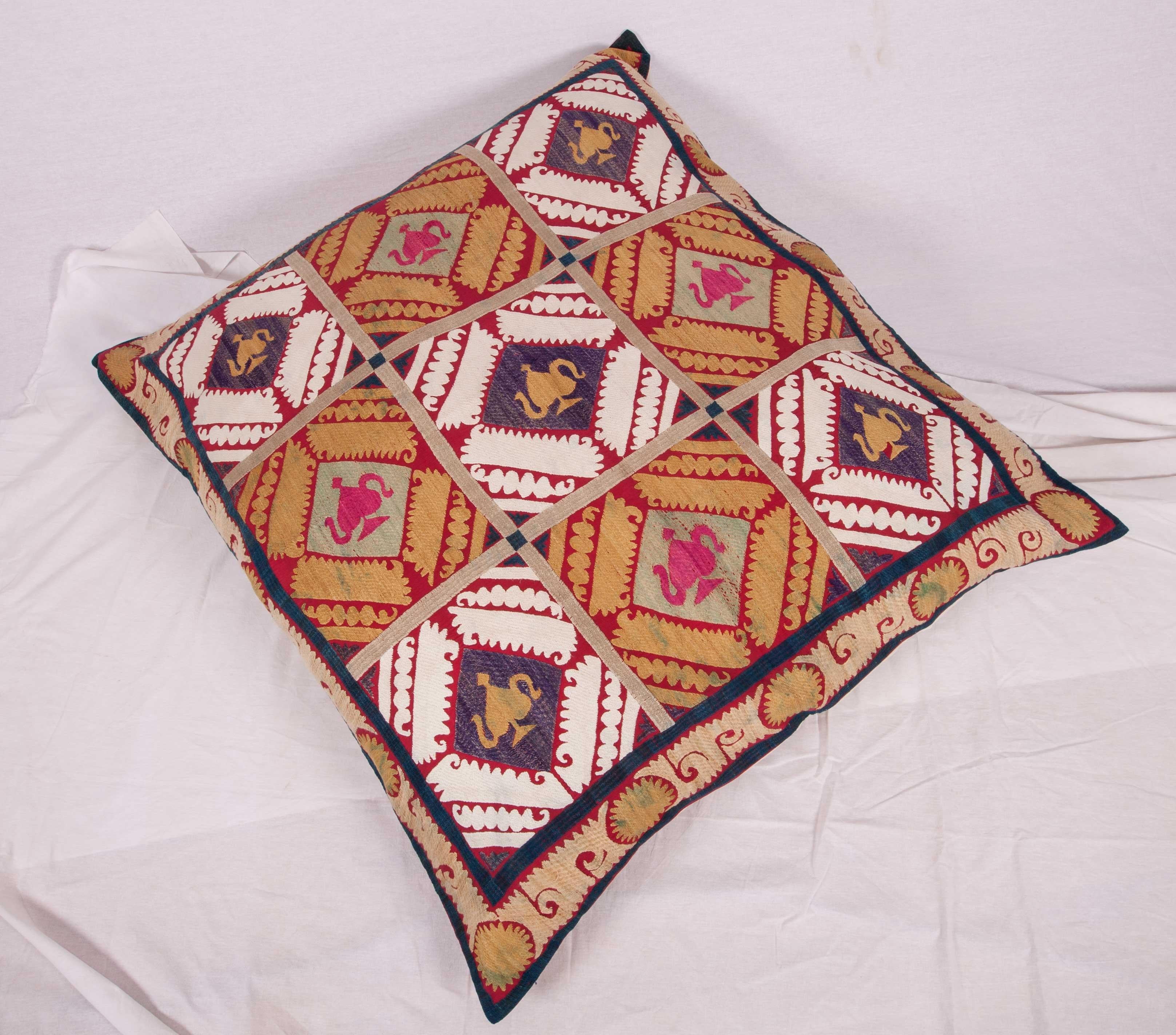 Cotton Giant Floor Pillow Made from a Traditional Mid-20th Century Samarkand Suzani