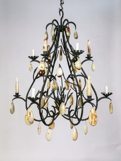 Giant Forest Green Branch Chandelier w/ Onyx Crystals by Luciano Tempo