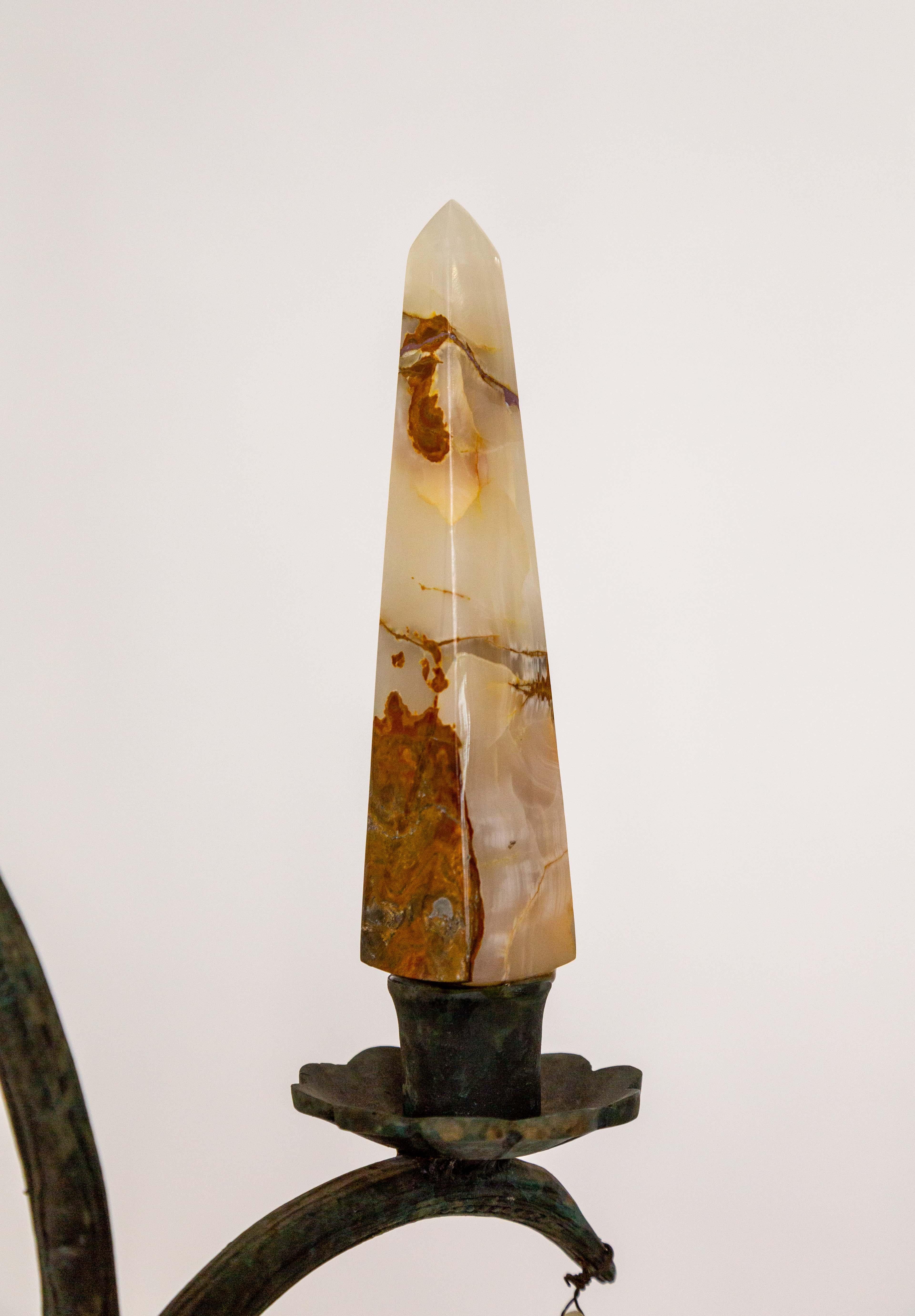 20th Century Giant Forest Green Branch Chandelier w/ Onyx Crystals by Luciano Tempo For Sale