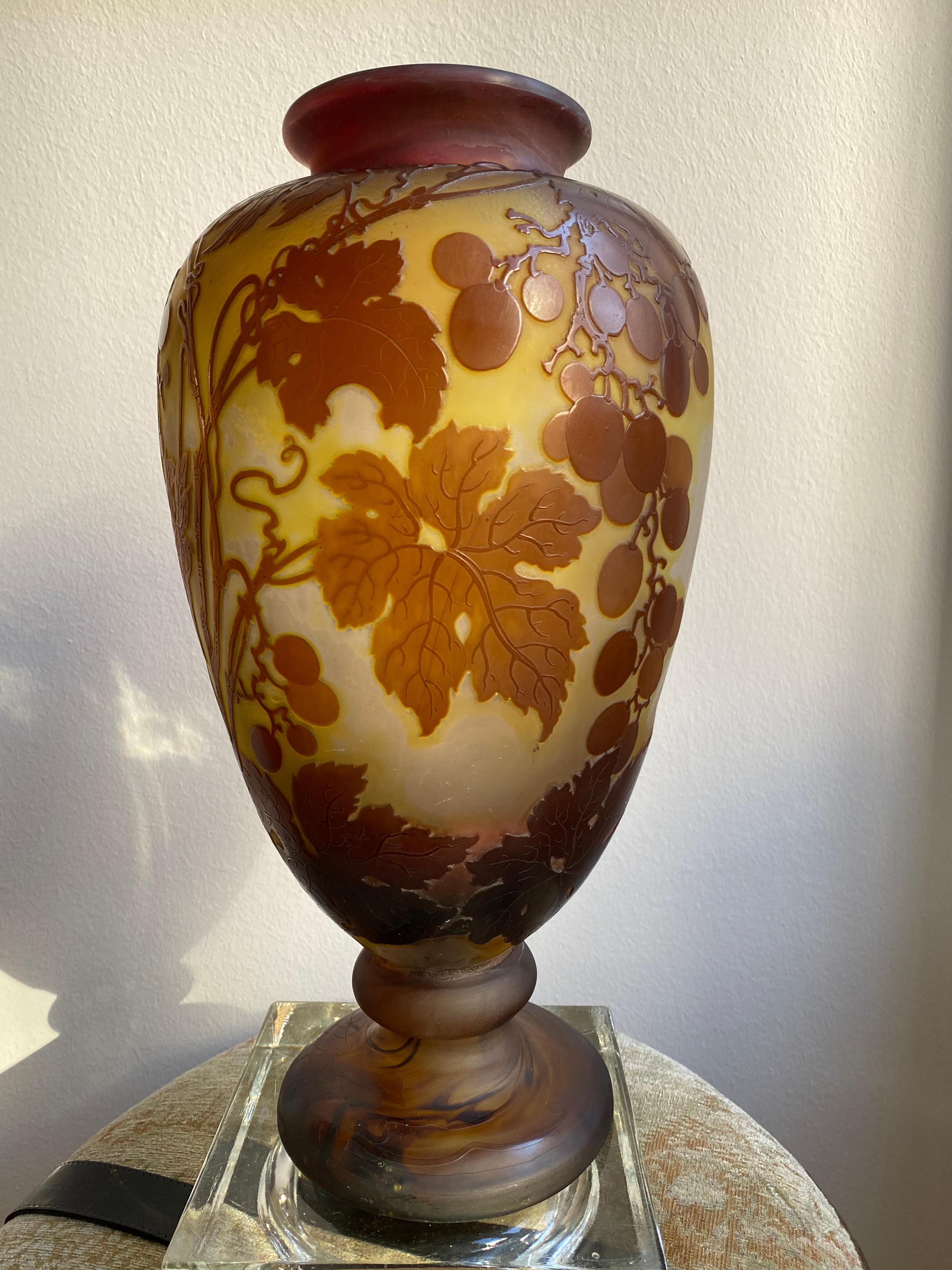 Giant French Art Nouveau Galle Glass Vase 4