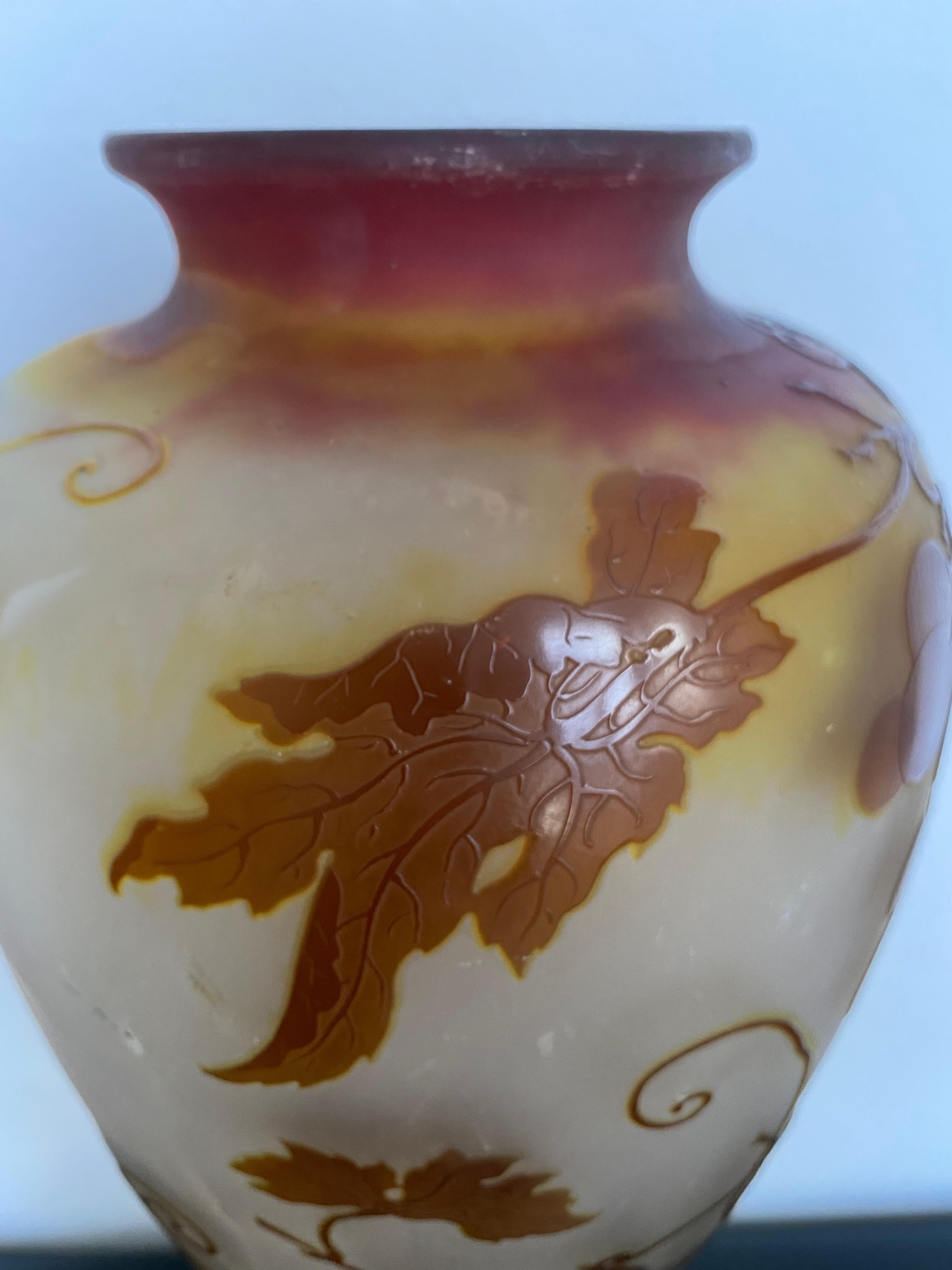 Giant French Art Nouveau Galle Glass Vase In Good Condition In Vienna, AT