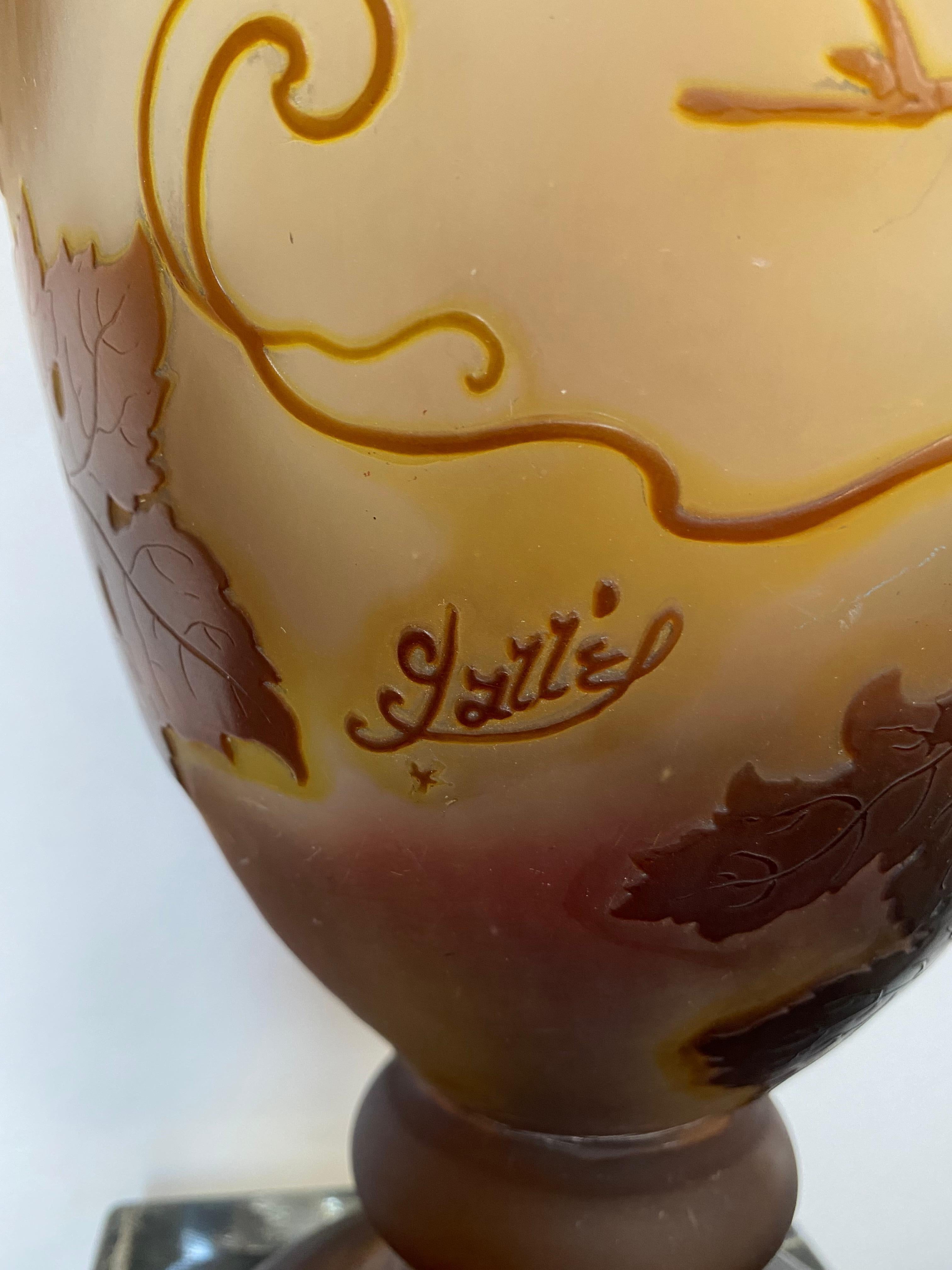 Early 20th Century Giant French Art Nouveau Galle Glass Vase