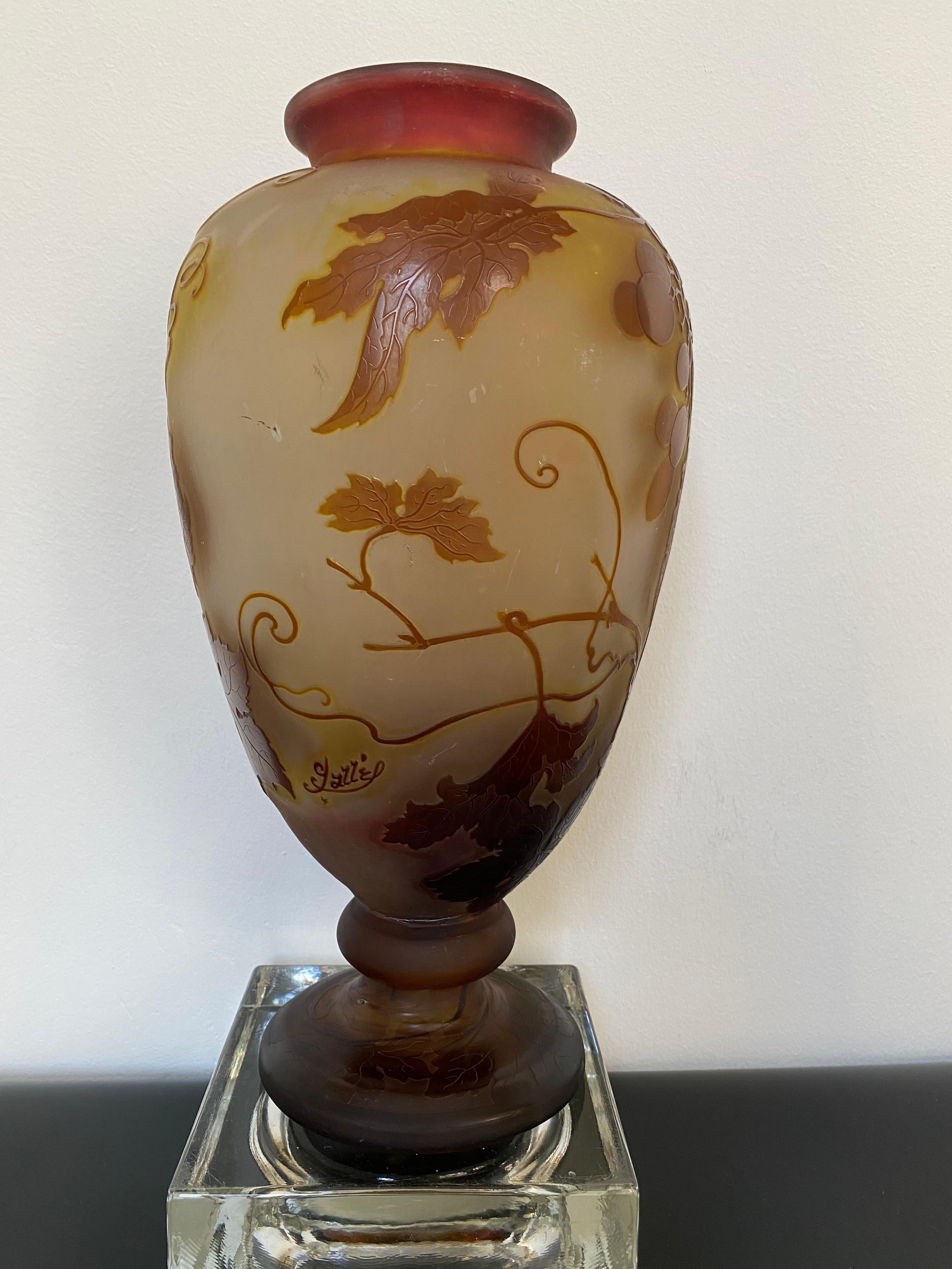 Art Glass Giant French Art Nouveau Galle Glass Vase