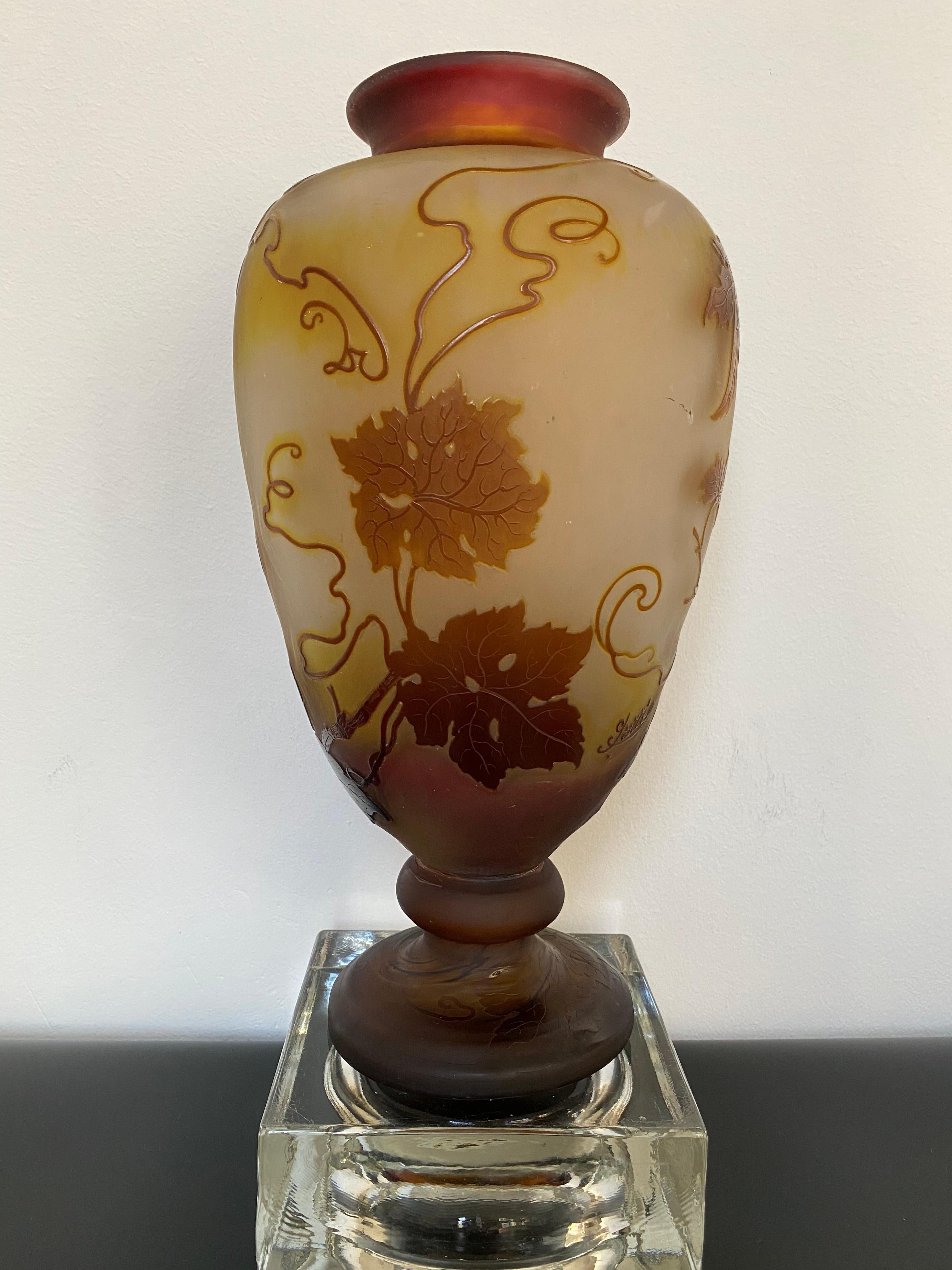 Giant French Art Nouveau Galle Glass Vase 1