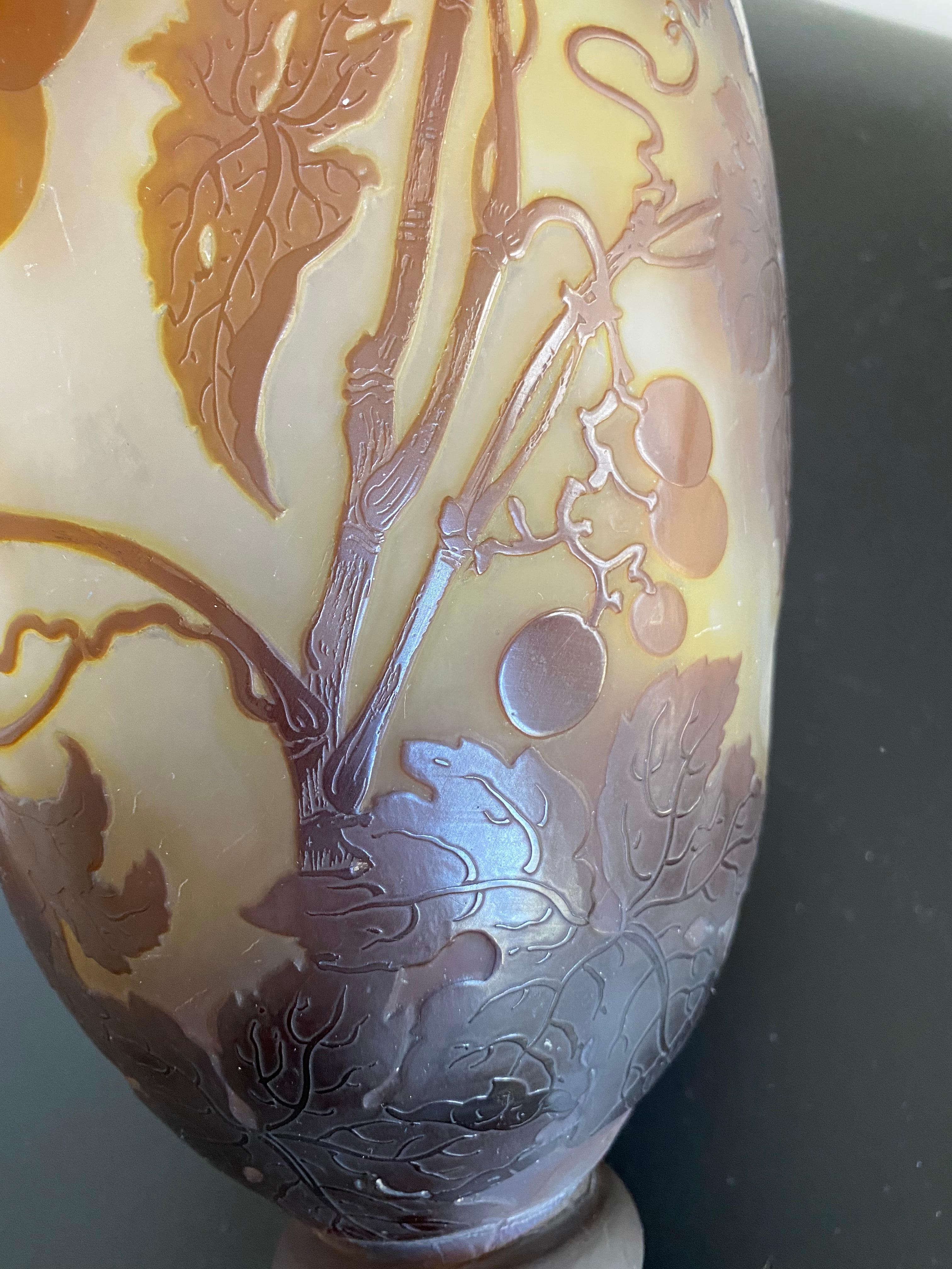 Giant French Art Nouveau Galle Glass Vase 3