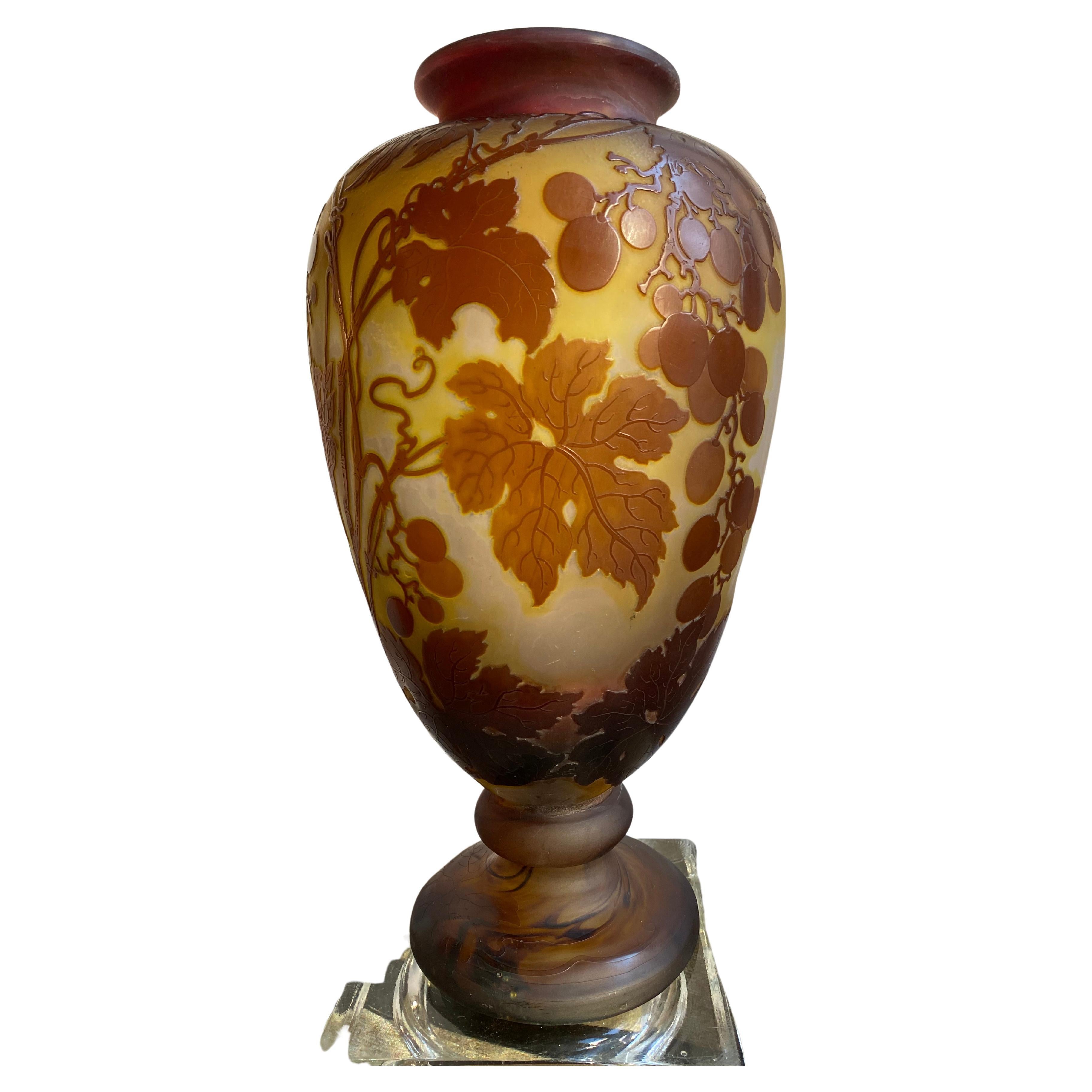 Giant French Art Nouveau Galle Glass Vase