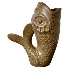 Vintage Giant French Fish Jug Vallauris Pottery   An Oversized piece from Vallauris