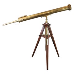 Antique Giant French Telescope on Geared Tripod Base