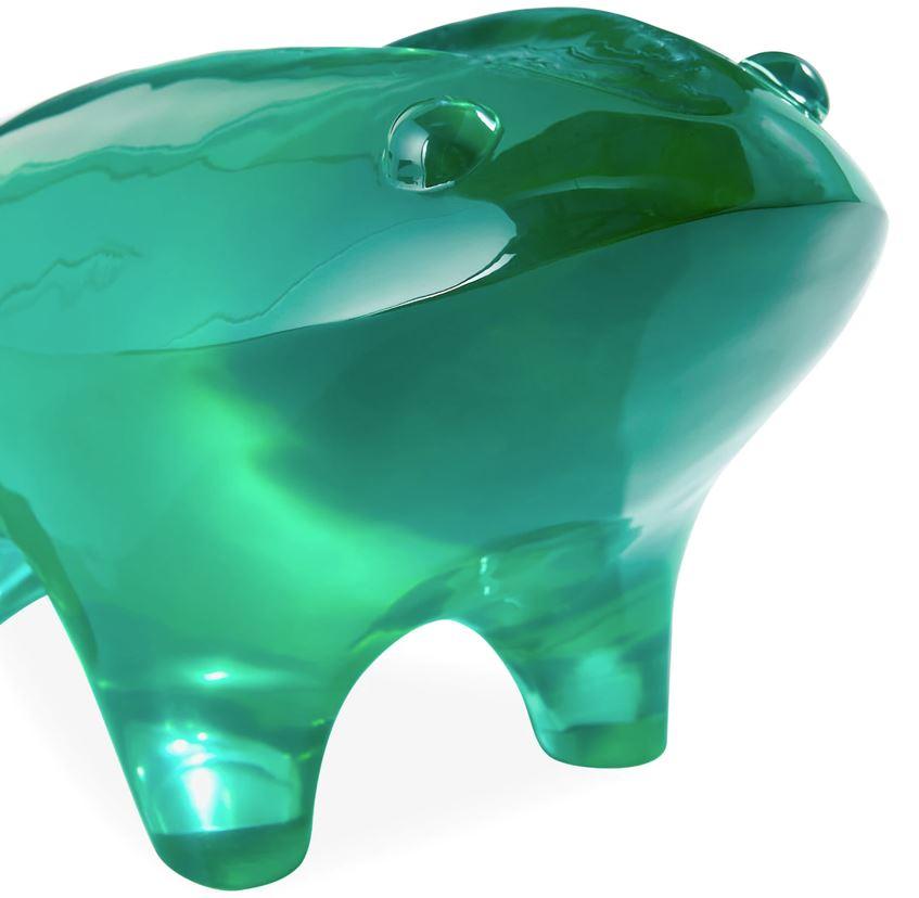 A mesmerizing must-have in solid green acrylic, our giant frog looks fab anchoring a tablescape or makes a great focal point in an unused fireplace.

Our oversized acrylic sculptures start their journey in our Soho pottery studio, where Jonathan and