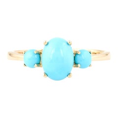 Genuine Arizona Sleeping Beauty Turquoise Ring in 14K Yellow Gold
