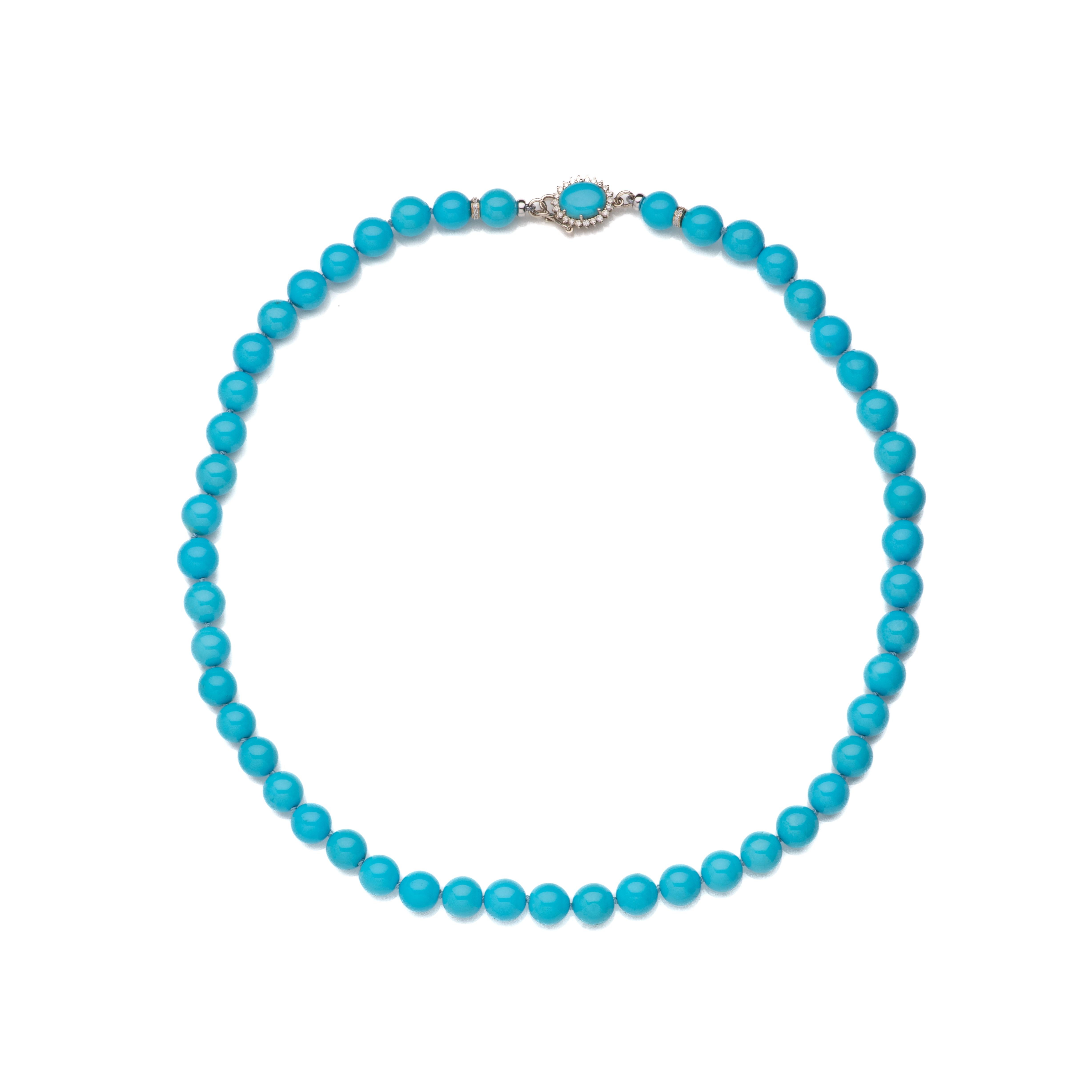 Moderno Collana gigante con diamanti in oro bianco e turchese della Bella Addormentata in vendita