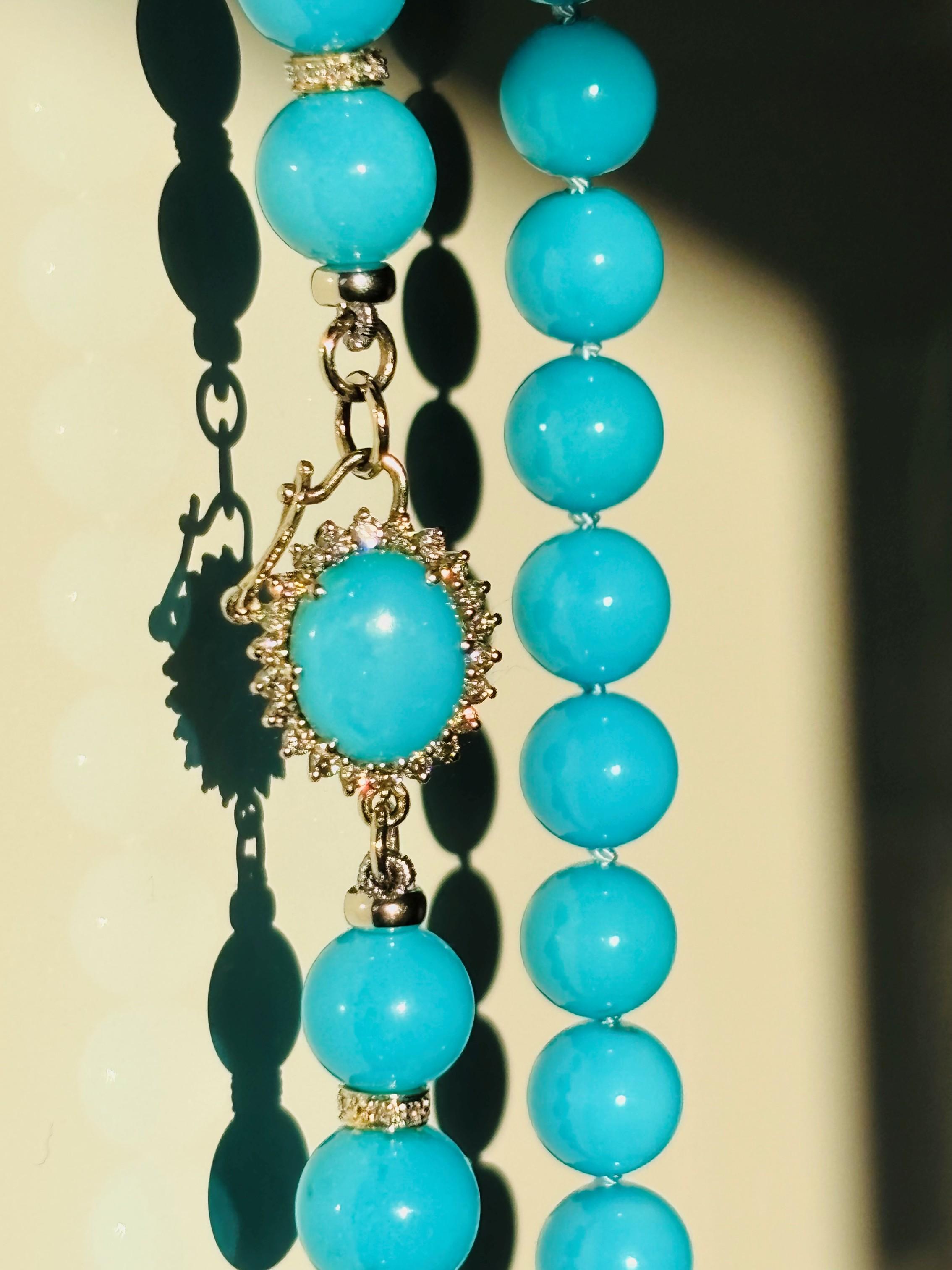 Collana gigante con diamanti in oro bianco e turchese della Bella Addormentata in vendita 1