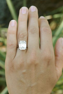 Giant GIA 8 Carat Emerald Cut Diamond Engagement Ring Platinum Large Solitaire