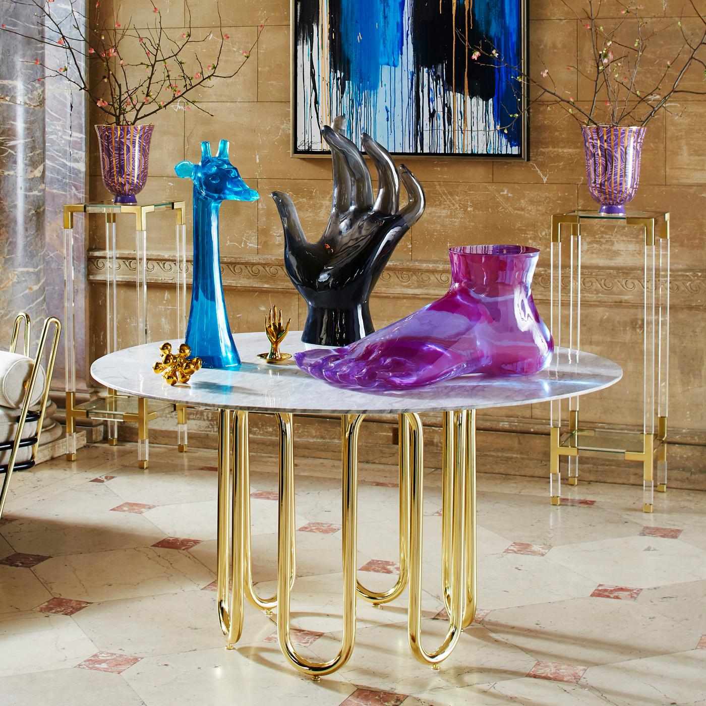 Modern Giant Giraffe Sculpture in Turquoise Lucite