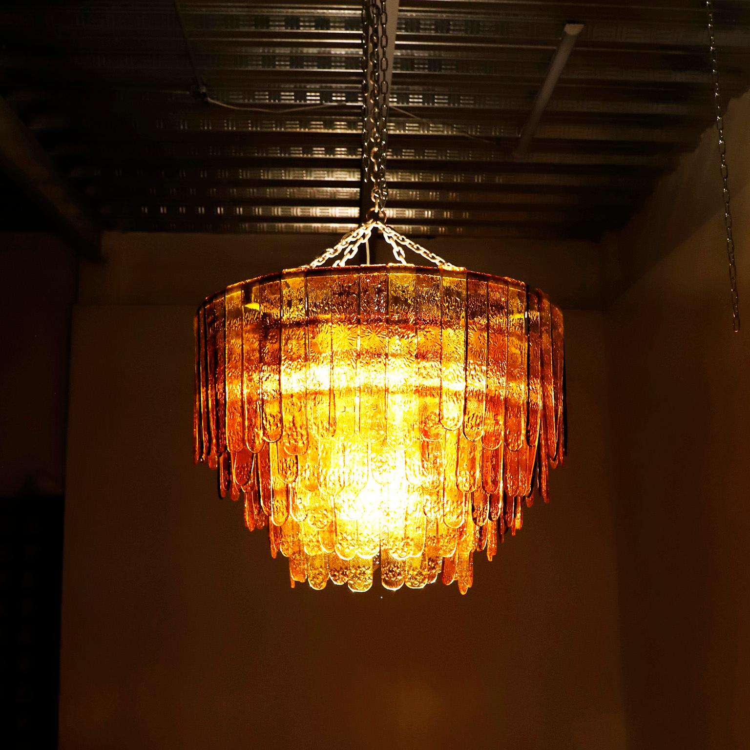 Mid-Century Modern Giant Hand Blown Glass Chandelier by Feders For Sale