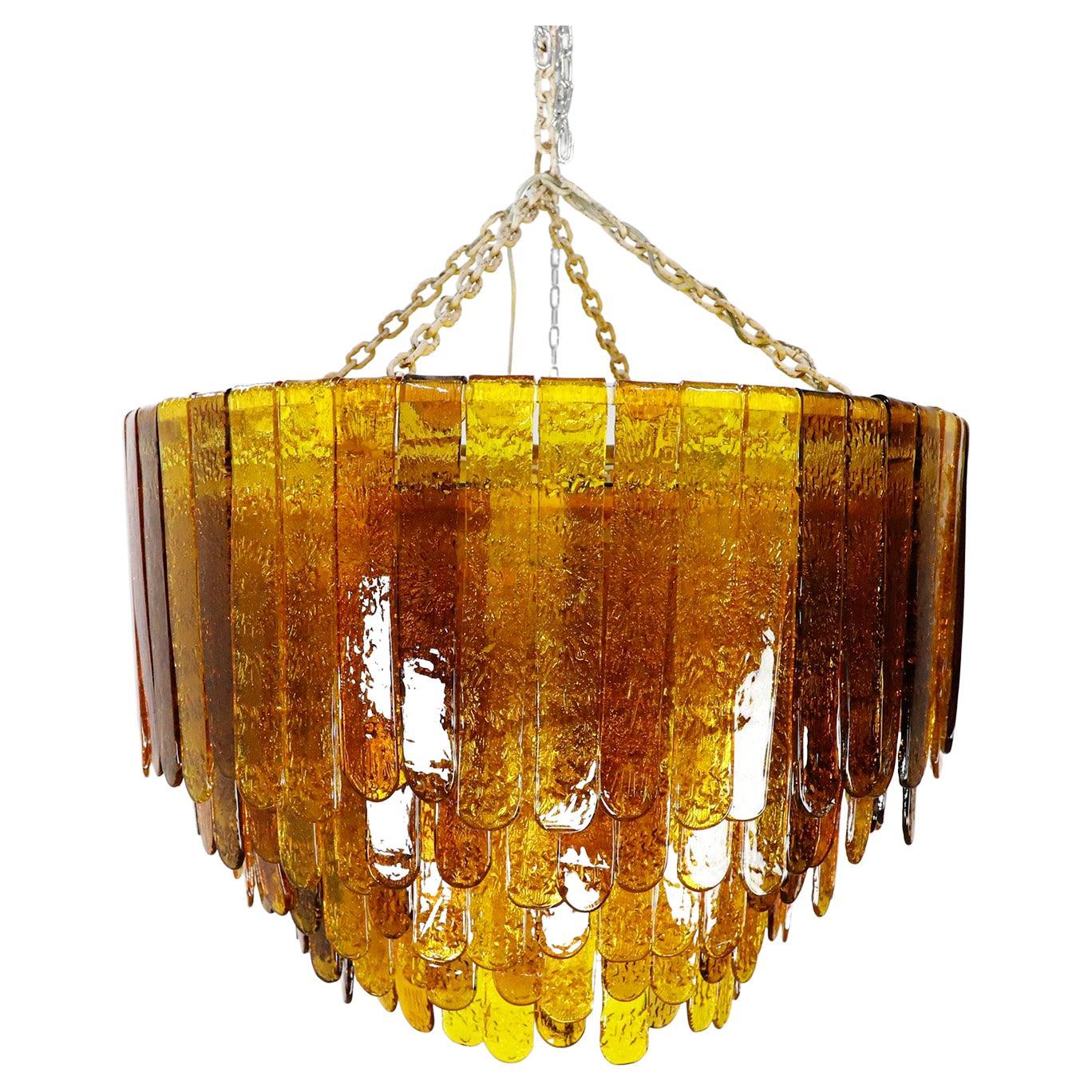 Giant Hand Blown Glass Chandelier by Feders For Sale