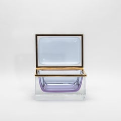 Giant Hand Blown Murano Box in Alexandrite with Brass Fittings
