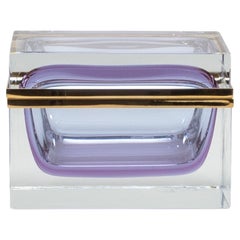 Giant Hand Blown Murano Box in Alexandrite with Brass Fittings