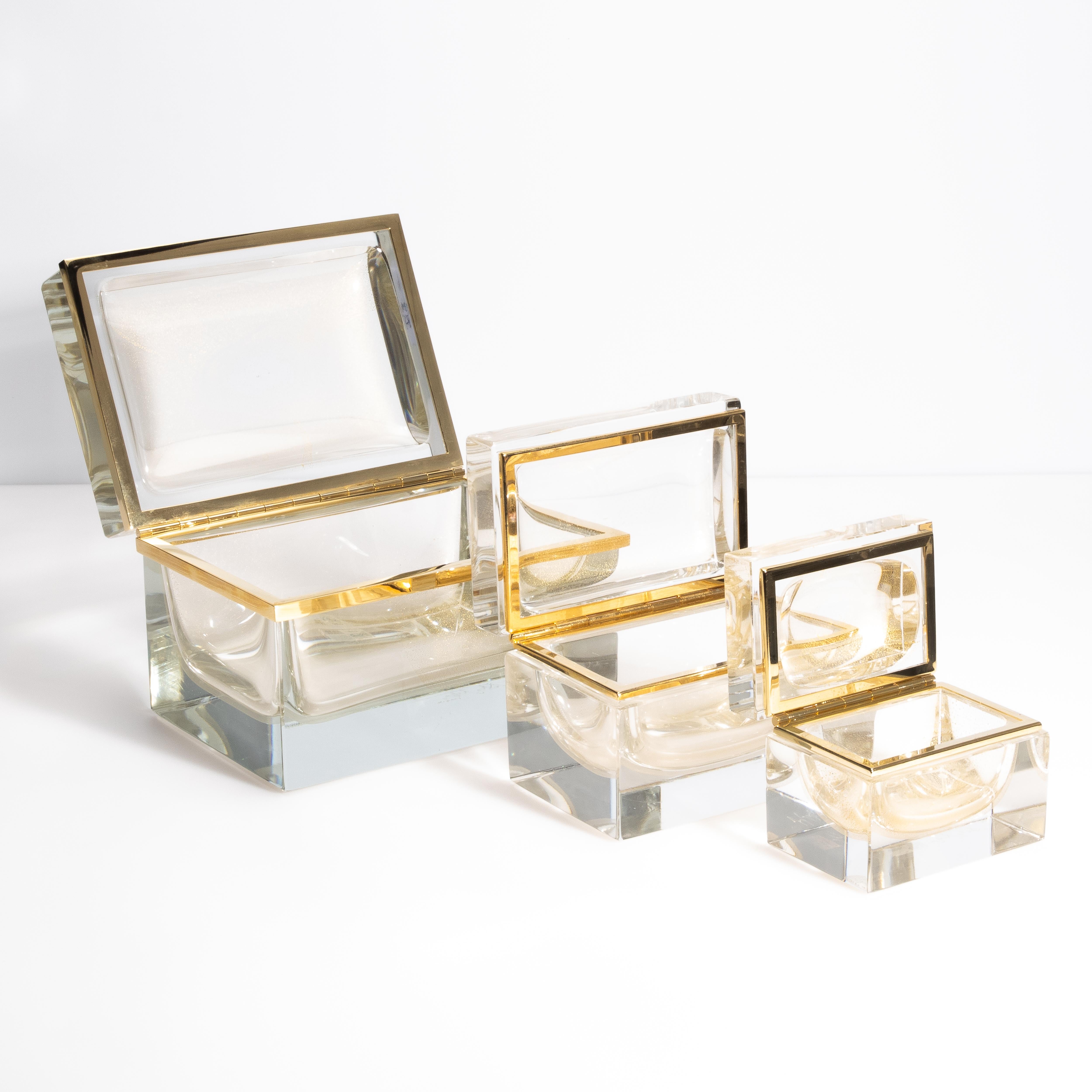 Caja gigante de cristal de Murano soplado a mano con motas de oro de 24 quilates en venta 4