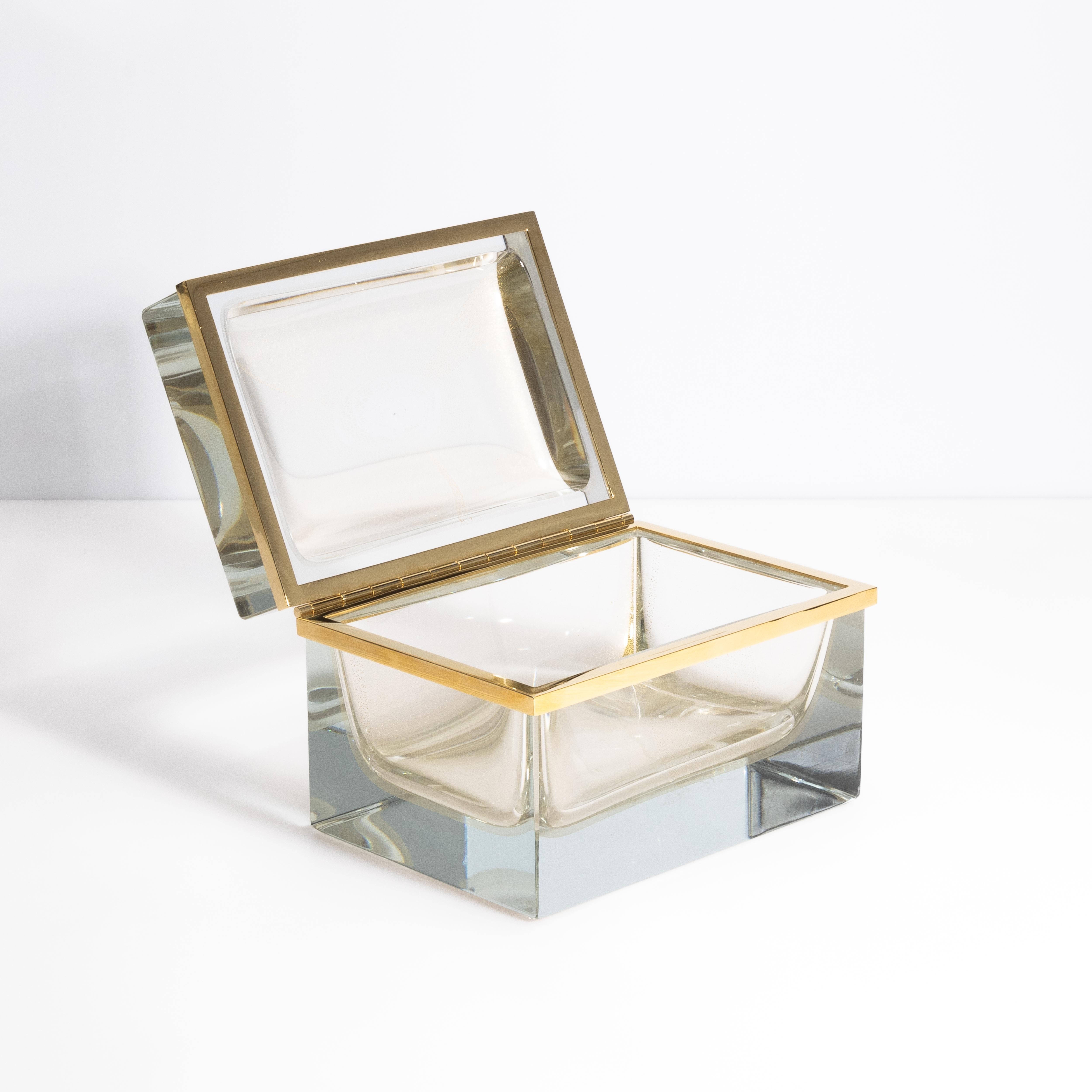 Caja gigante de cristal de Murano soplado a mano con motas de oro de 24 quilates en Nuevo estado para la venta en West Hollywood, CA